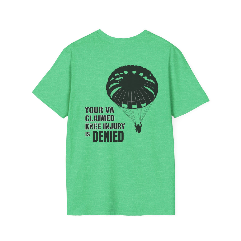 VA Knee Injury Claim Is Denied T-Shirt (Black Graphic) | Ironsight Syndicate