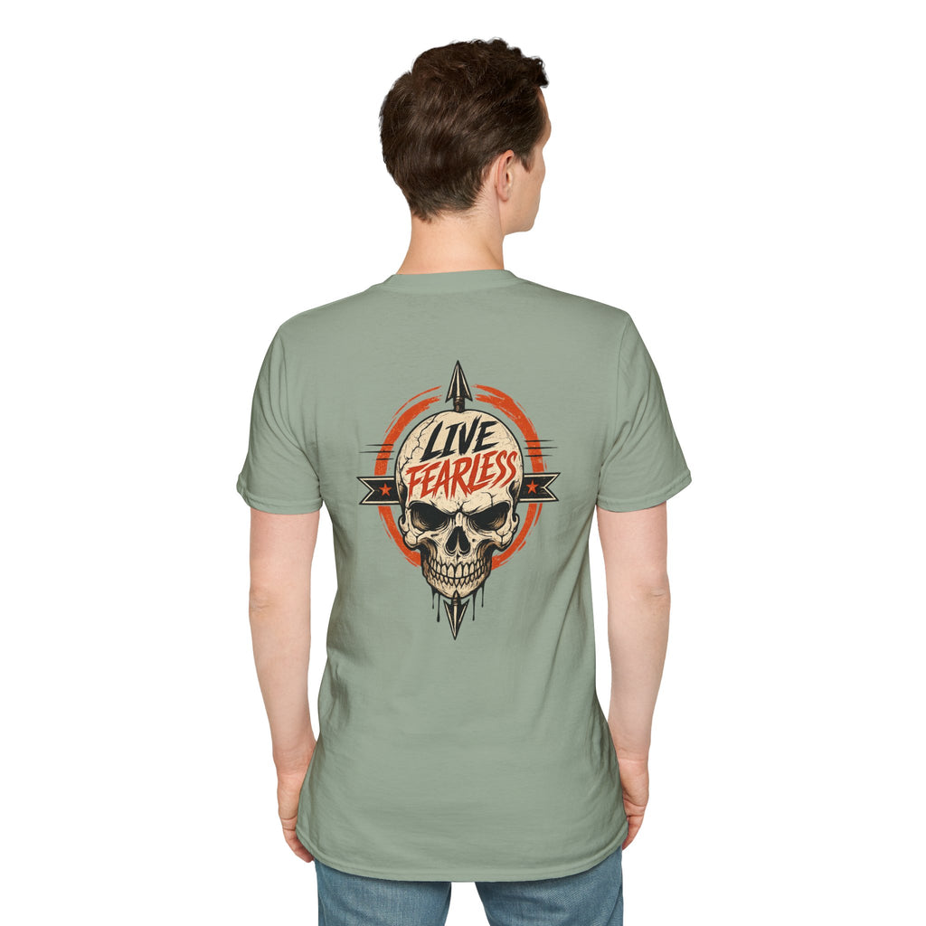 Live Fearless Skull Military T-Shirt (Front and Back) | Ironsight Syndicate