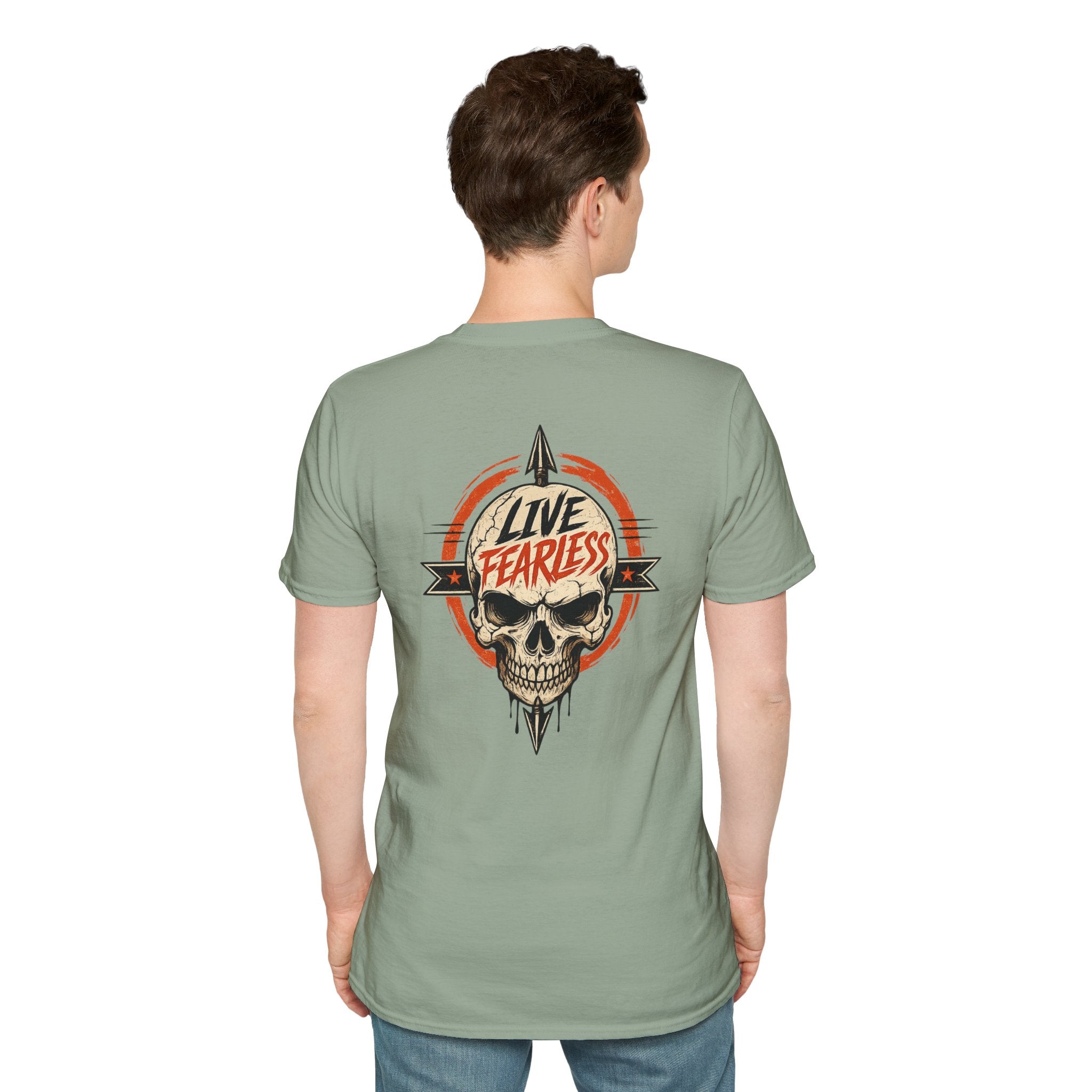 Live Fearless Skull Military T-Shirt (Front and Back) | Ironsight Syndicate