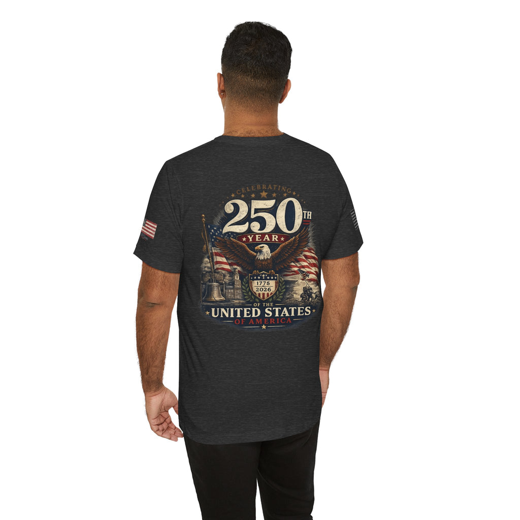 America 250th Anniversary T-Shirt | Patriotic Eagle & American Flag Shirt | 1776-2026 United States Tee front and back
