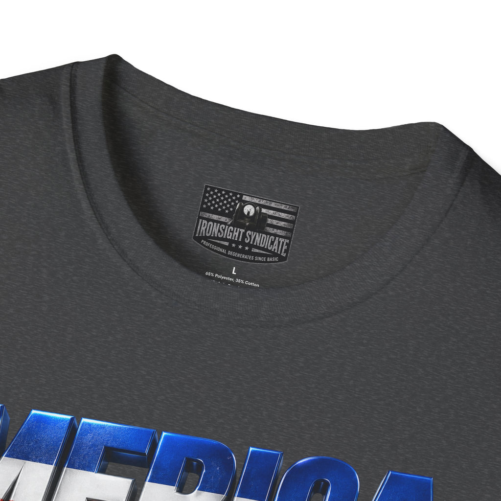F22 Merica! Patriotic Ironsight Syndicate T-Shirt | Patriotic Military Graphic Tee for Veterans & Patriots, Adult (13 and up), unisex
