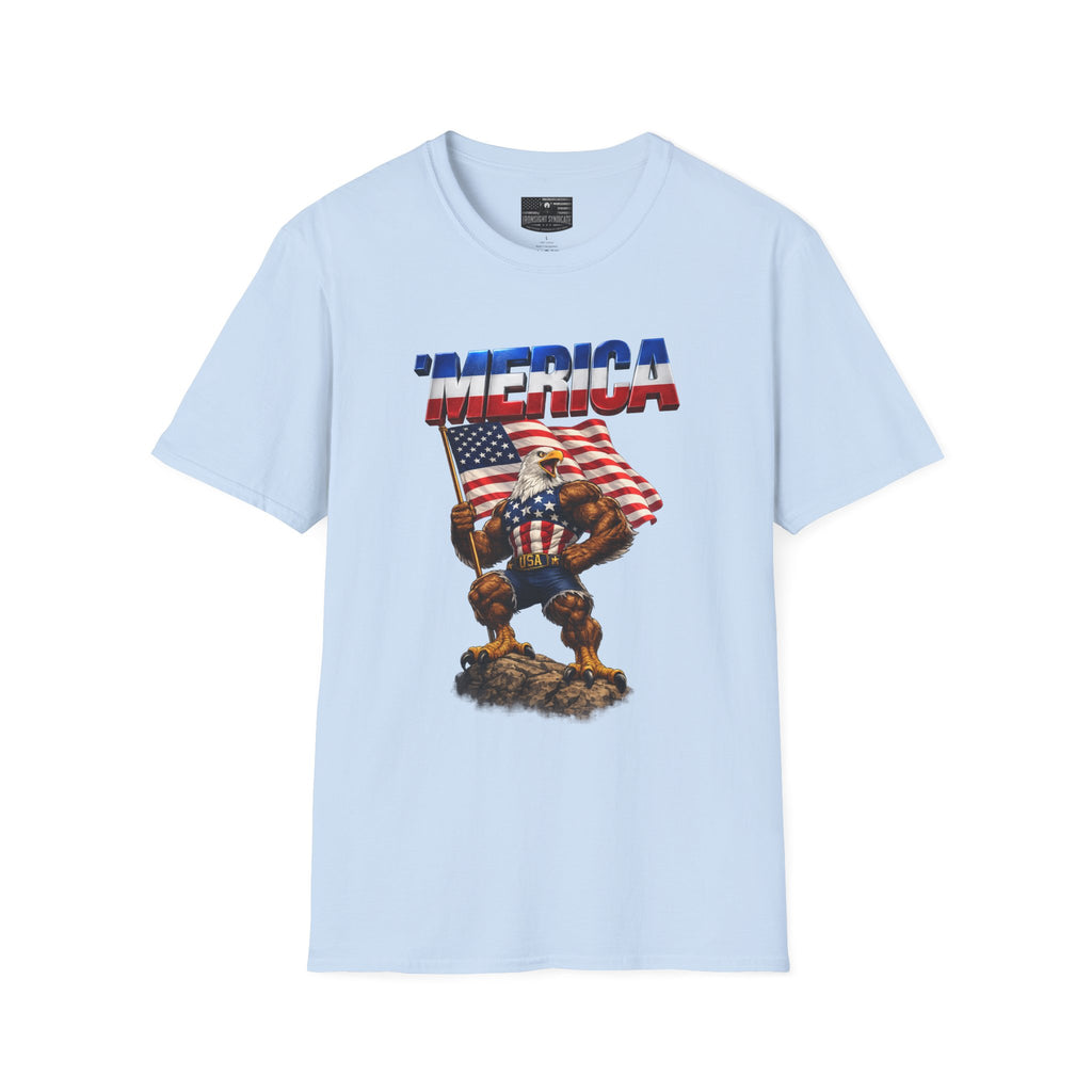 Merican Eagle T-Shirt | Patriotic Military Graphic Tee for Veterans & Patriots, Adult (13 and up), unisex