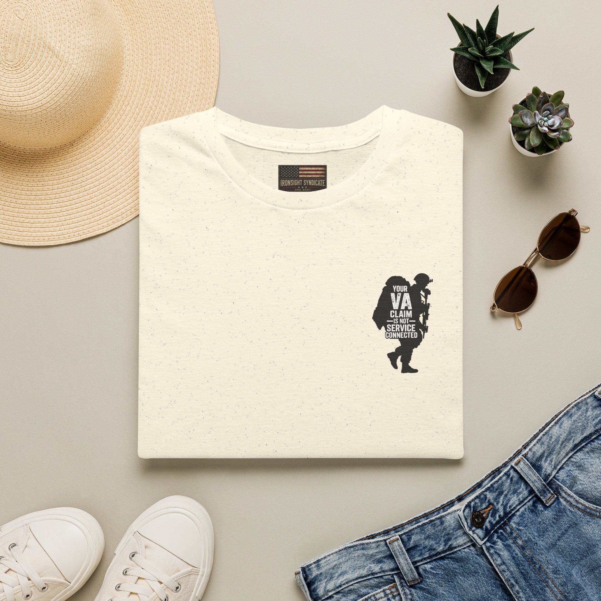 VA Knee injury claim is not service connected T-Shirt (Black Graphic) - Natural | Ironsight Syndicate