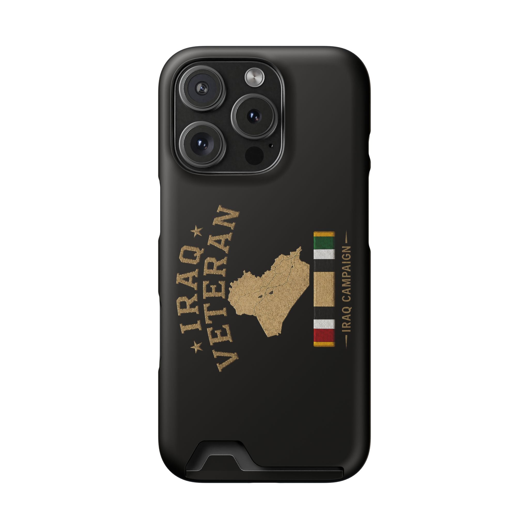 Iraq Veteran Phone Case with Card Holder — Iraq Campaign Service Ribbon - iPhone 16 Pro (Matte) | Ironsight Syndicate