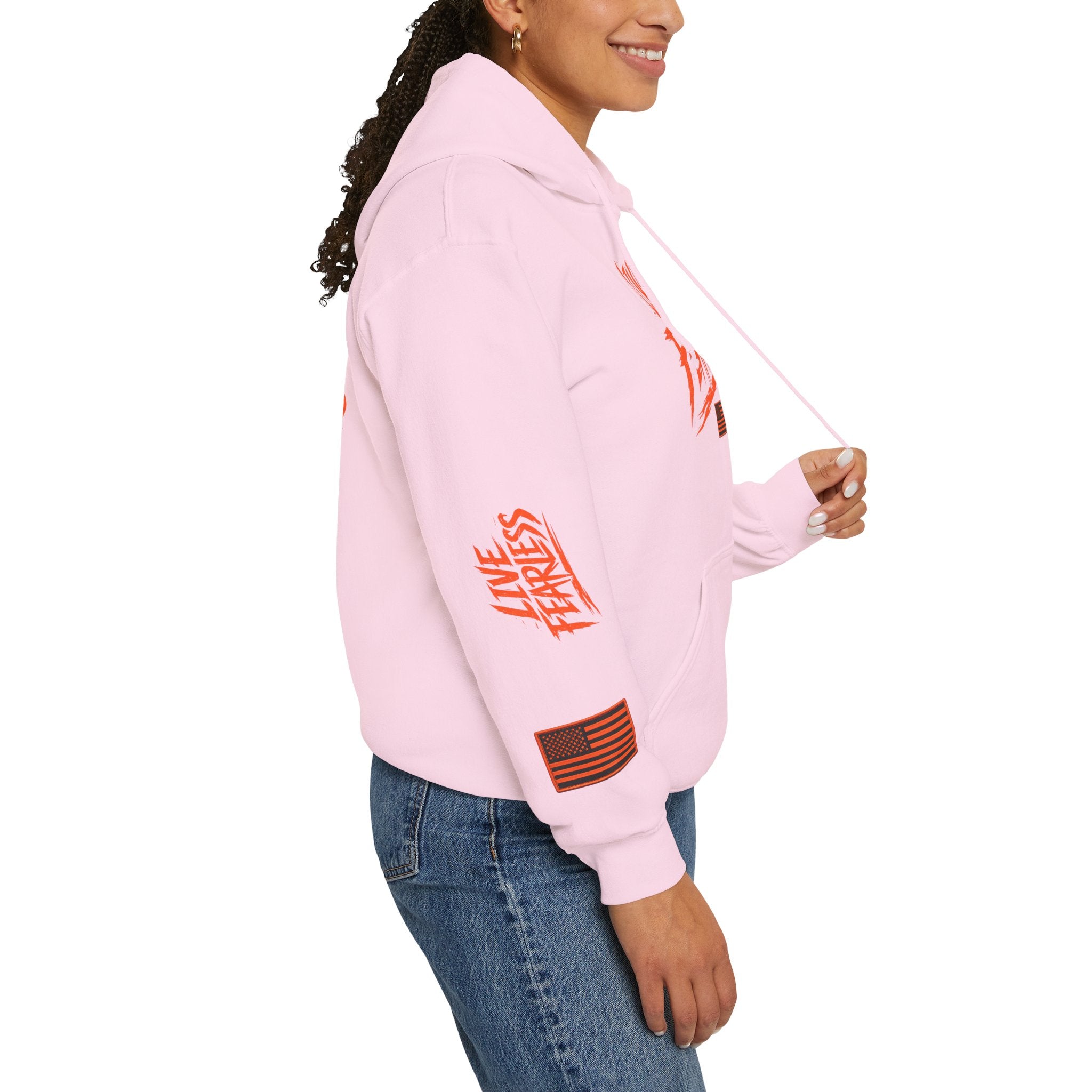 Live Fearless Hoodie (Orange)| Premium Heavy Weight-Military-Inspired Patriotic Hoodie | Ironsight Syndicate