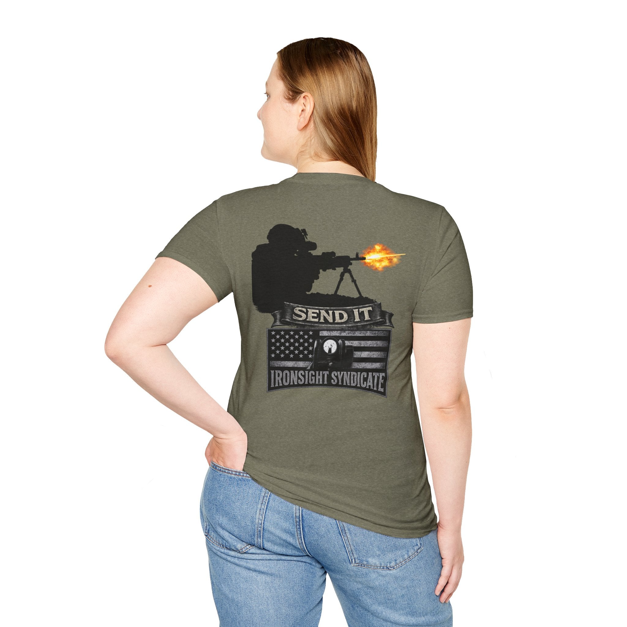 Send it 240B Gunner T-Shirt | Patriotic Military Graphic Tee for Veterans & Patriots, Adult (13 and up), unisex