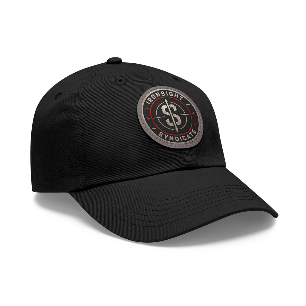 Embroidered Round Leather Patch Dad Hat – Ironsight Syndicate Logo