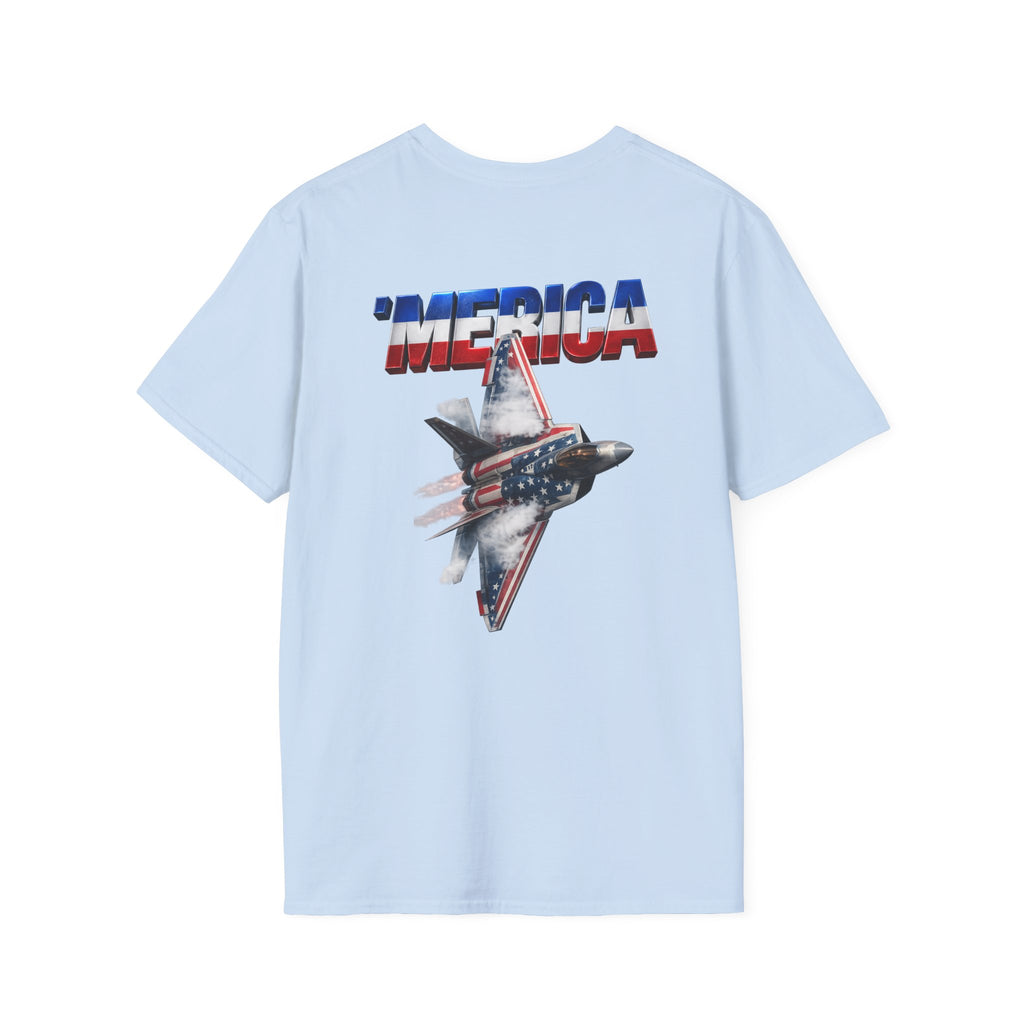 F22 Merica! Patriotic Ironsight Syndicate T-Shirt | Patriotic Military Graphic Tee for Veterans & Patriots, Adult (13 and up), unisex