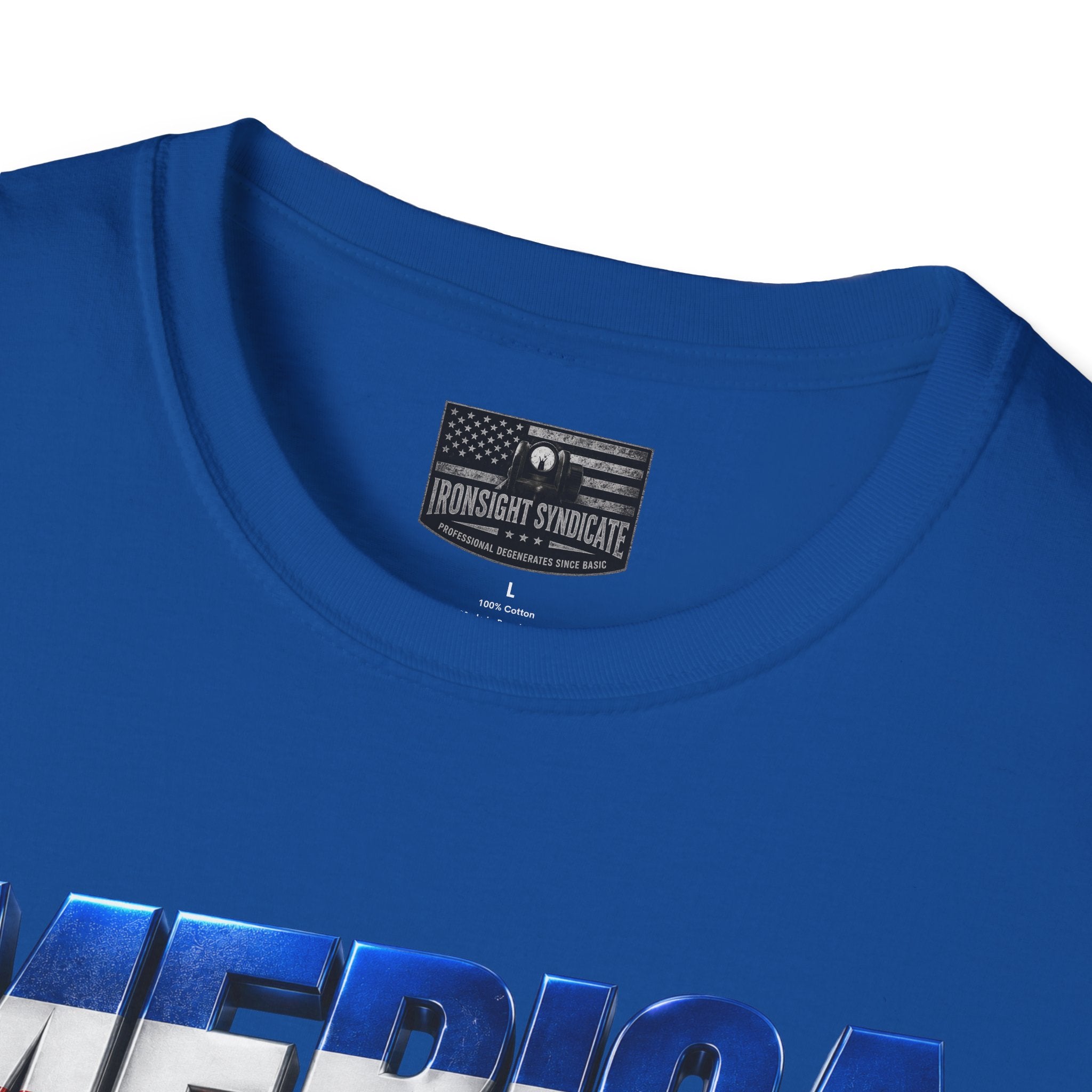 F22 Merica! Patriotic Ironsight Syndicate T-Shirt | Patriotic Military Graphic Tee for Veterans & Patriots, Adult (13 and up), unisex