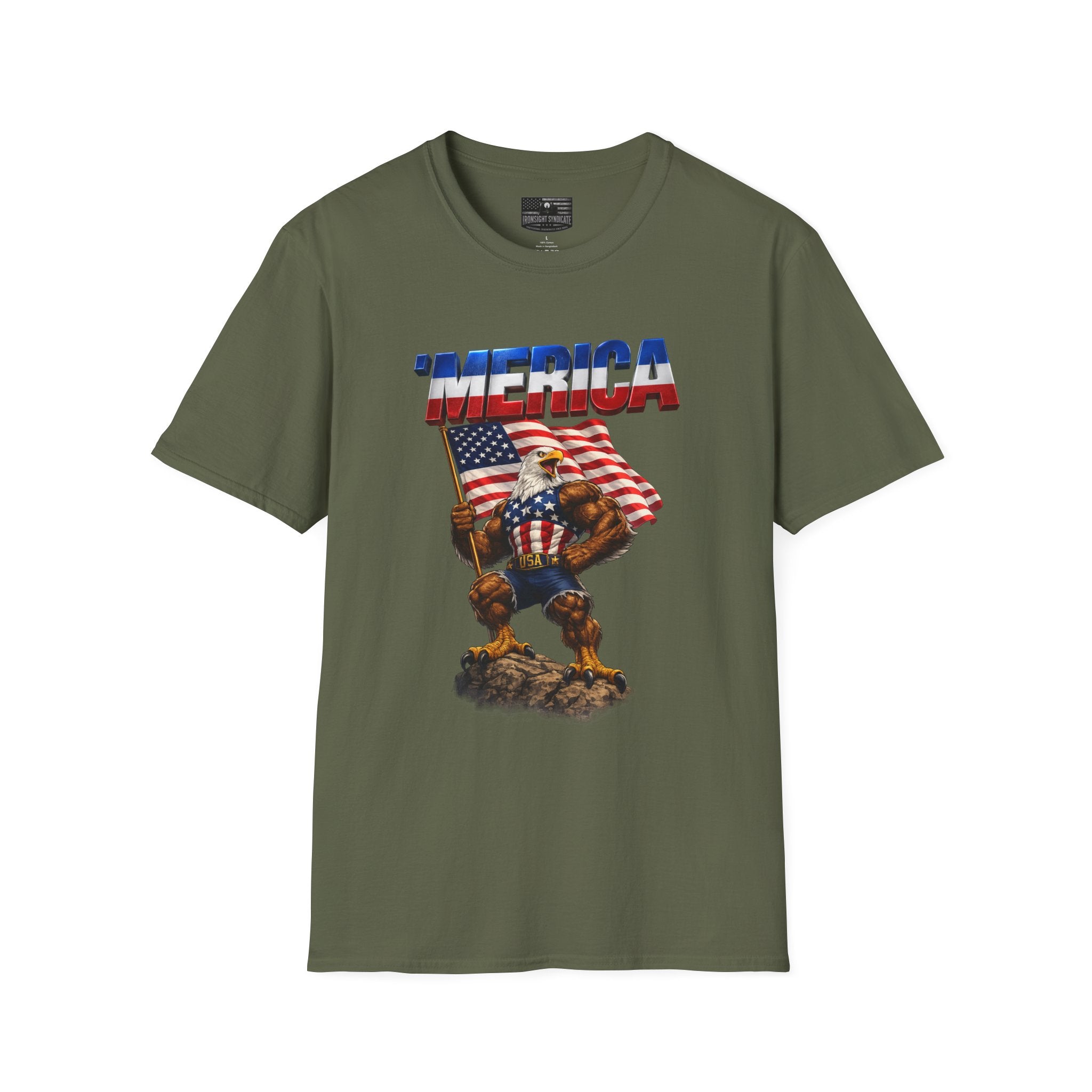 Merican Eagle T-Shirt | Patriotic Military Graphic Tee for Veterans & Patriots, Adult (13 and up), unisex