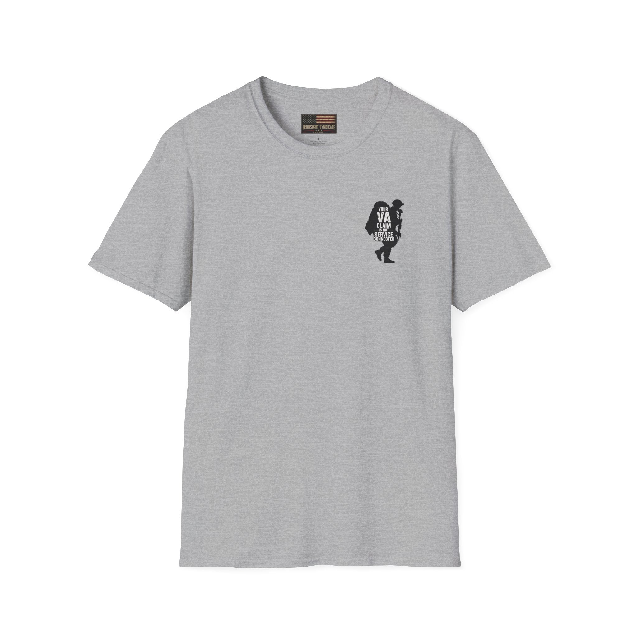 VA Knee injury claim is not service connected T-Shirt (Black Graphic) | Ironsight Syndicate