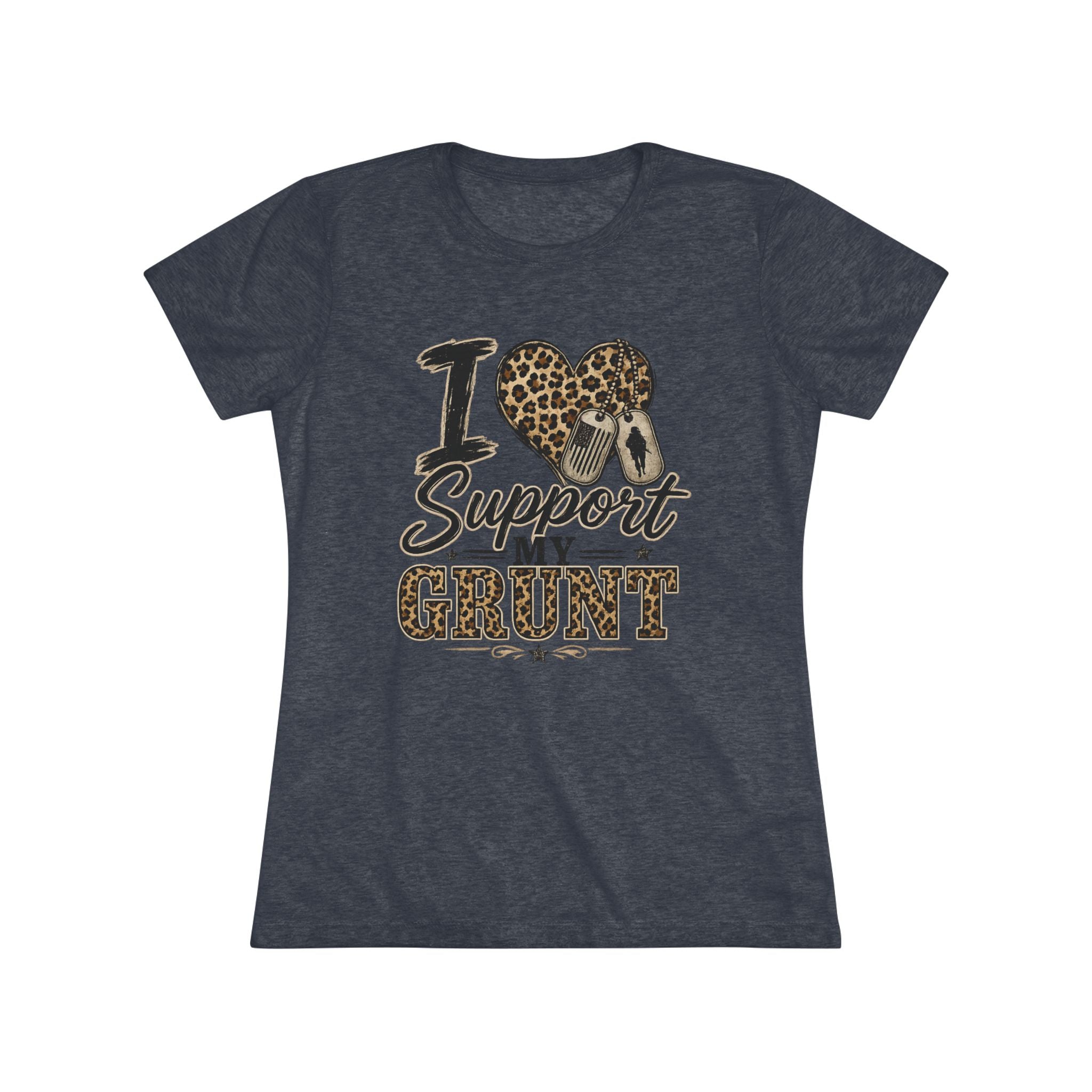 I Support My Grunt Tee - Women's Military Spouse Graphic Shirt - Vintage Navy | Ironsight Syndicate
