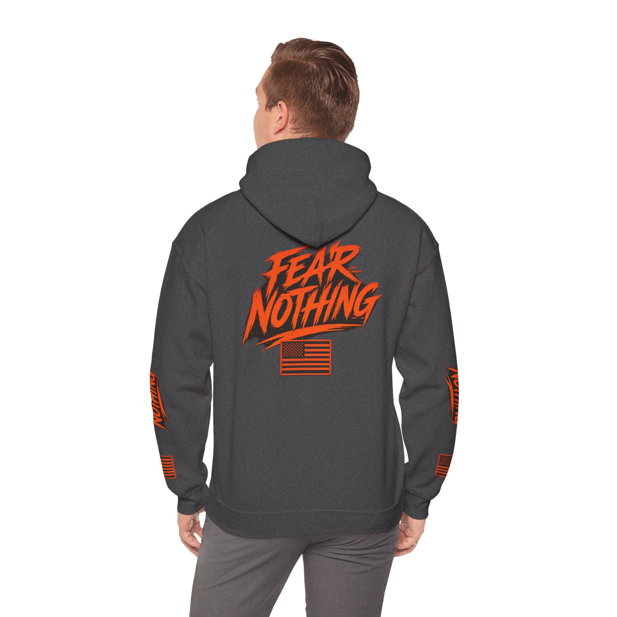 Fear Nothing Hoodie (Orange) | Premium Military-Inspired Patriotic Hoodie | Ironsight Syndicate