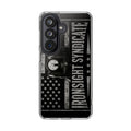 Clear Impact-Resistant Phone Case — "Ironsight Syndicate" Vintage Patriot Design