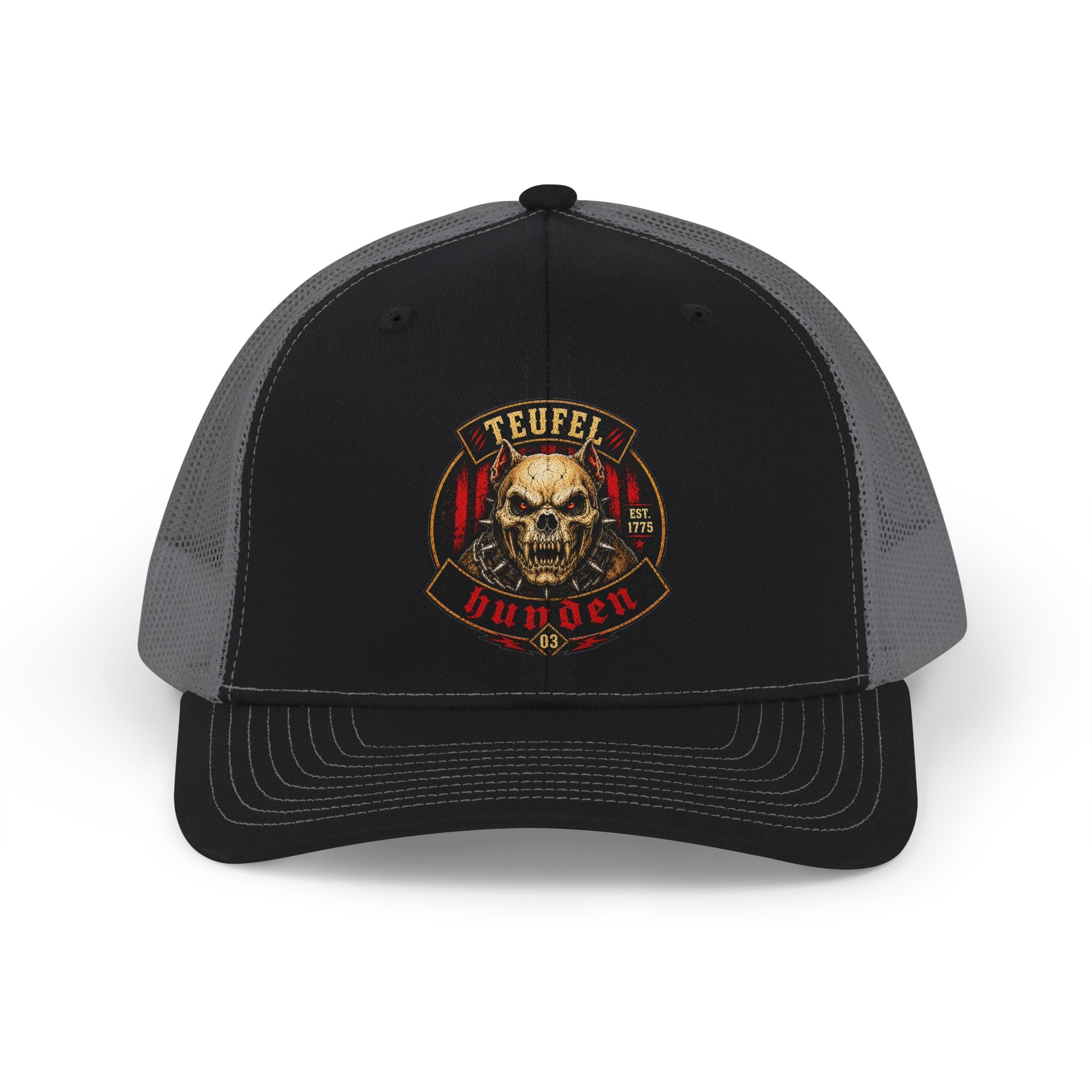 Teufel Hunden Dog Skull Trucker Cap - Vintage Military Snapback
