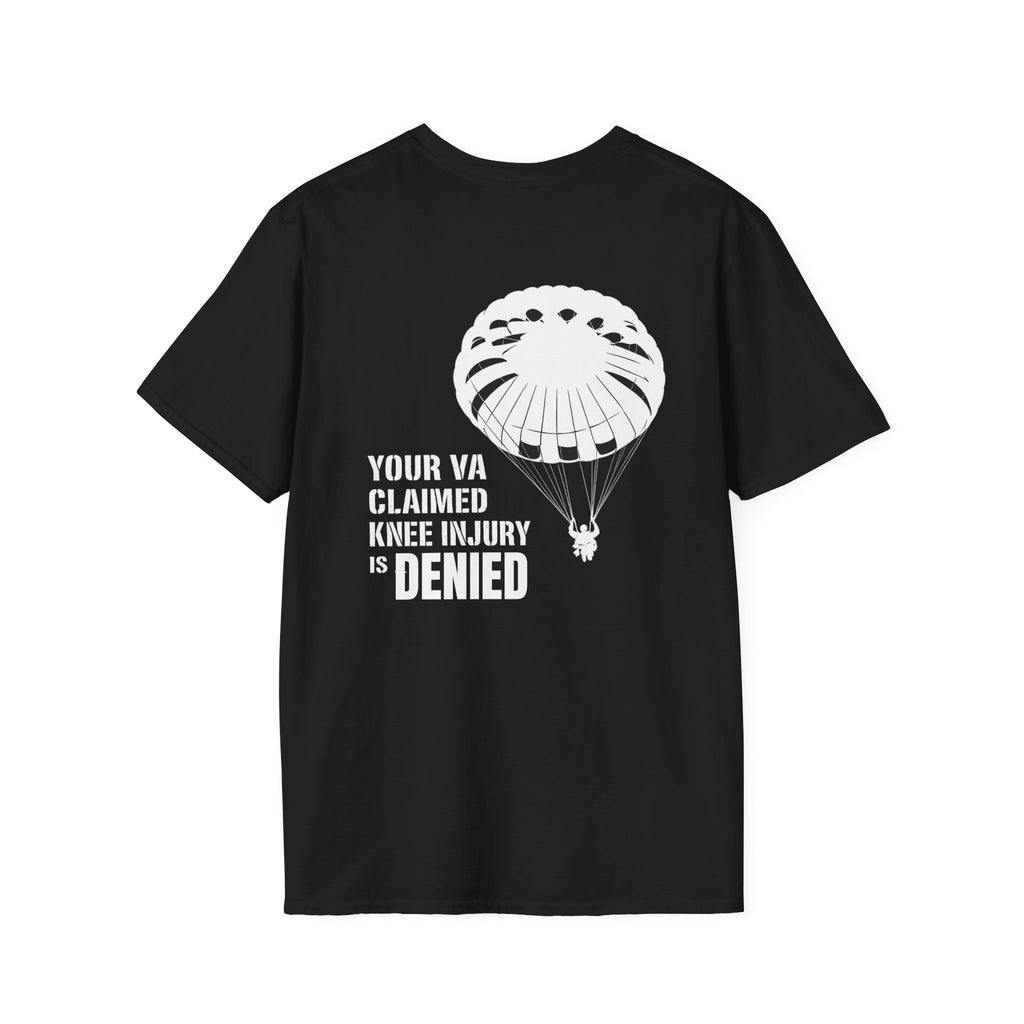 VA Knee Injury Is Denied T-Shirt (White Graphic) | Ironsight Syndicate