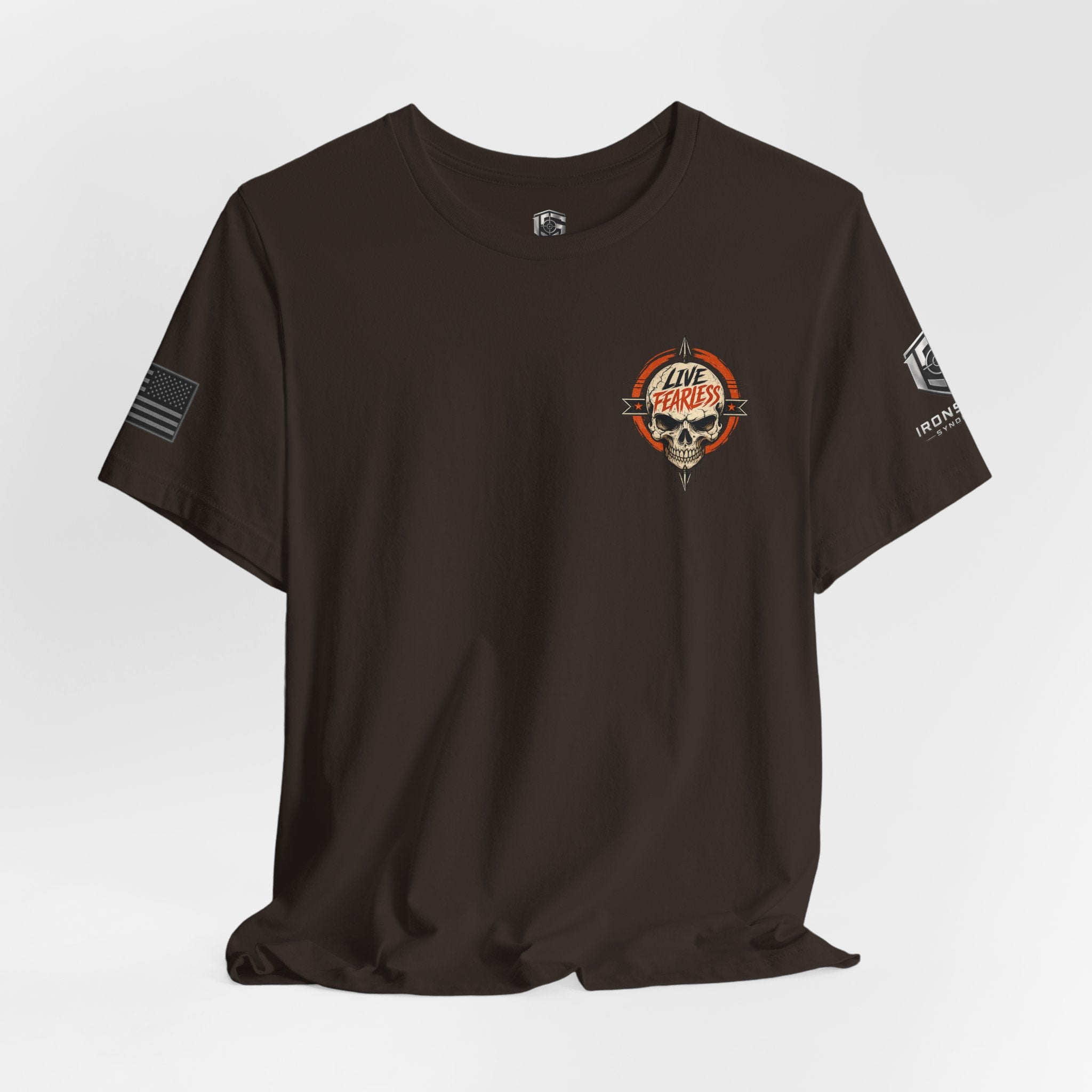 Live Fearless Skull Military T-Shirt | Ironsight Syndicate