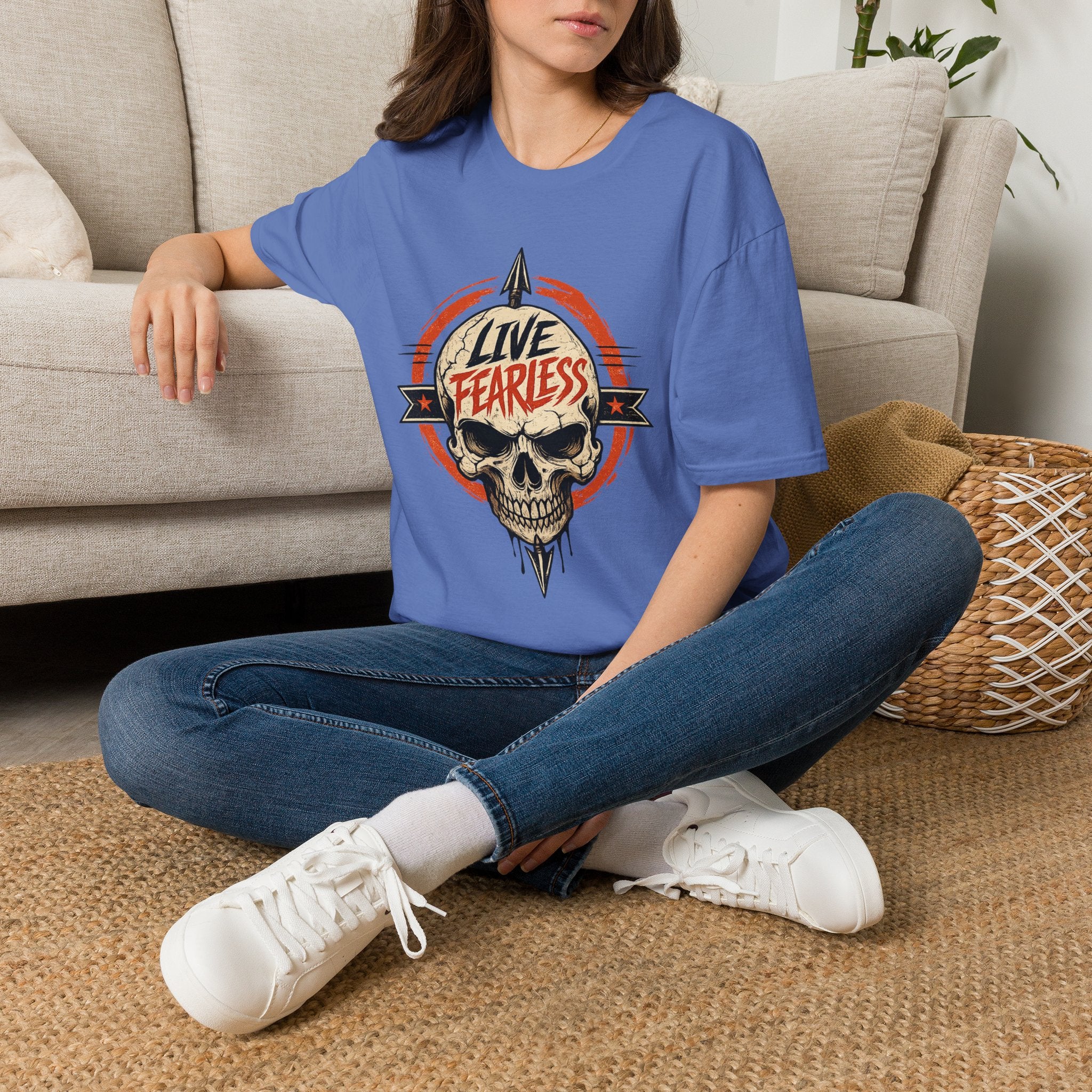 Live Fearless Skull Military T-Shirt (Front and Back) | Ironsight Syndicate