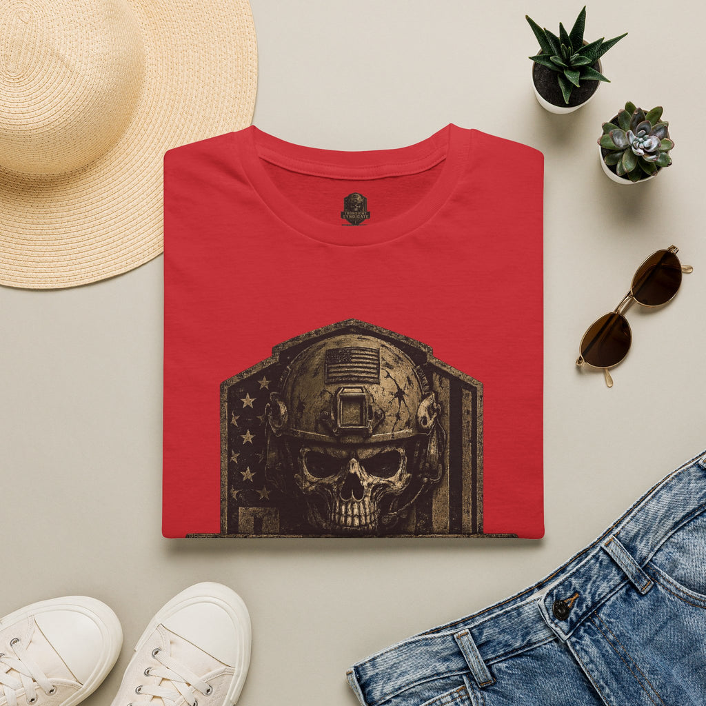 Ironsight Syndicate Tactical Skull T-Shirt | Patriotic Military Graphic Tee for Veterans & Patriots, Adult (13 and up), unisex