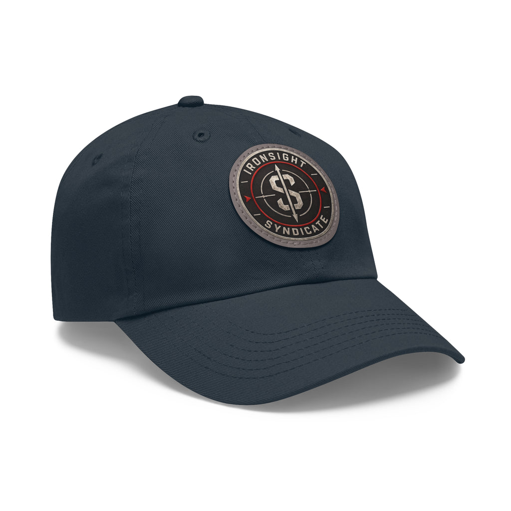 Embroidered Round Leather Patch Dad Hat – Ironsight Syndicate Logo