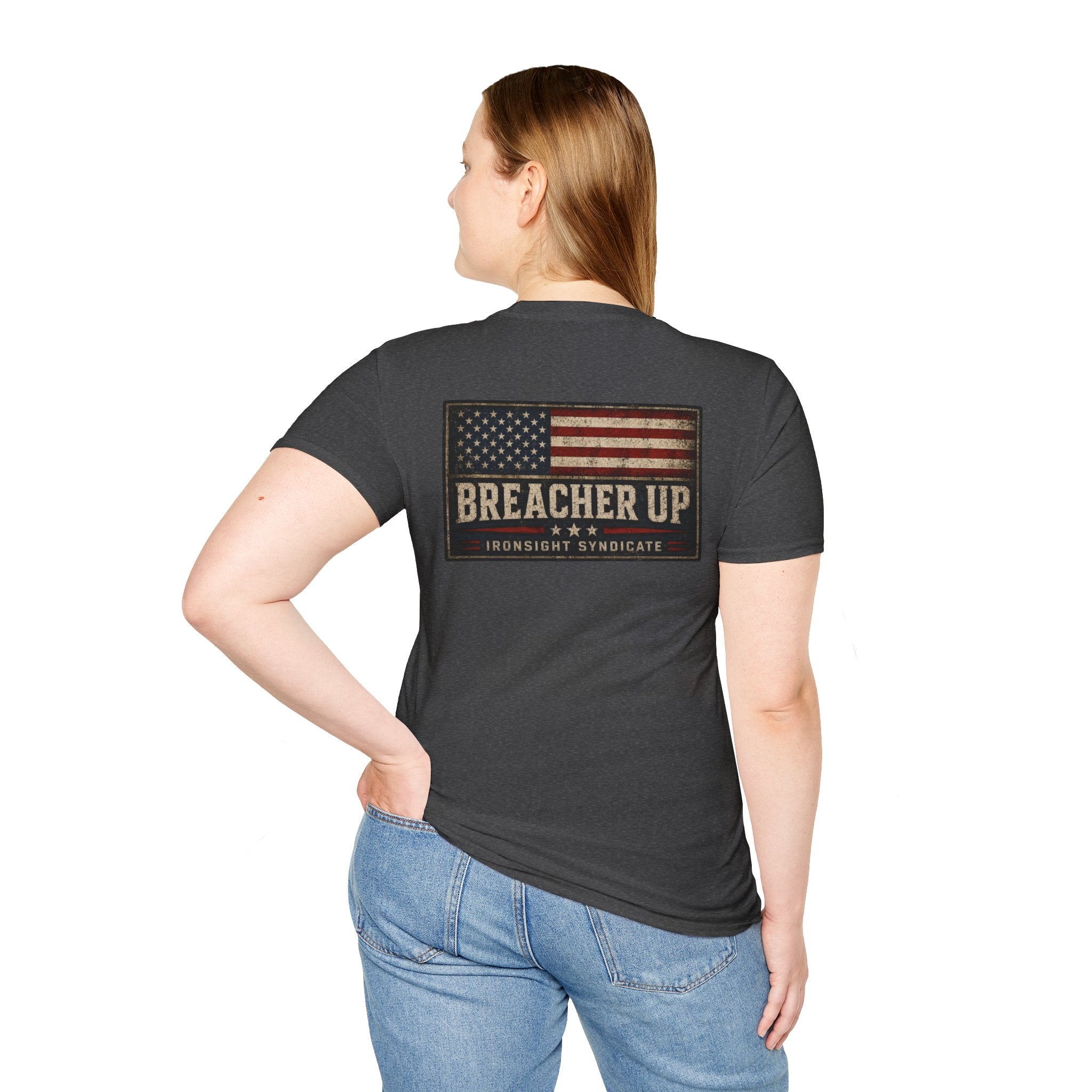 Breacher Up Red While and  Blue T-Shirt, Adult (13 and up), unisex | Patriotic Military Graphic Tee for Veterans & Patriots, Adult (13 and up), unisex