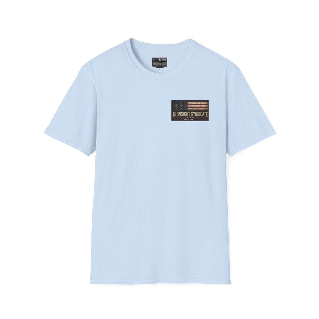 MH-60 Liberty Hawk! Patriotic Ironsight Syndicate T-Shirt | Patriotic Military Graphic Tee for Veterans & Patriots, Adult (13 and up), unisex