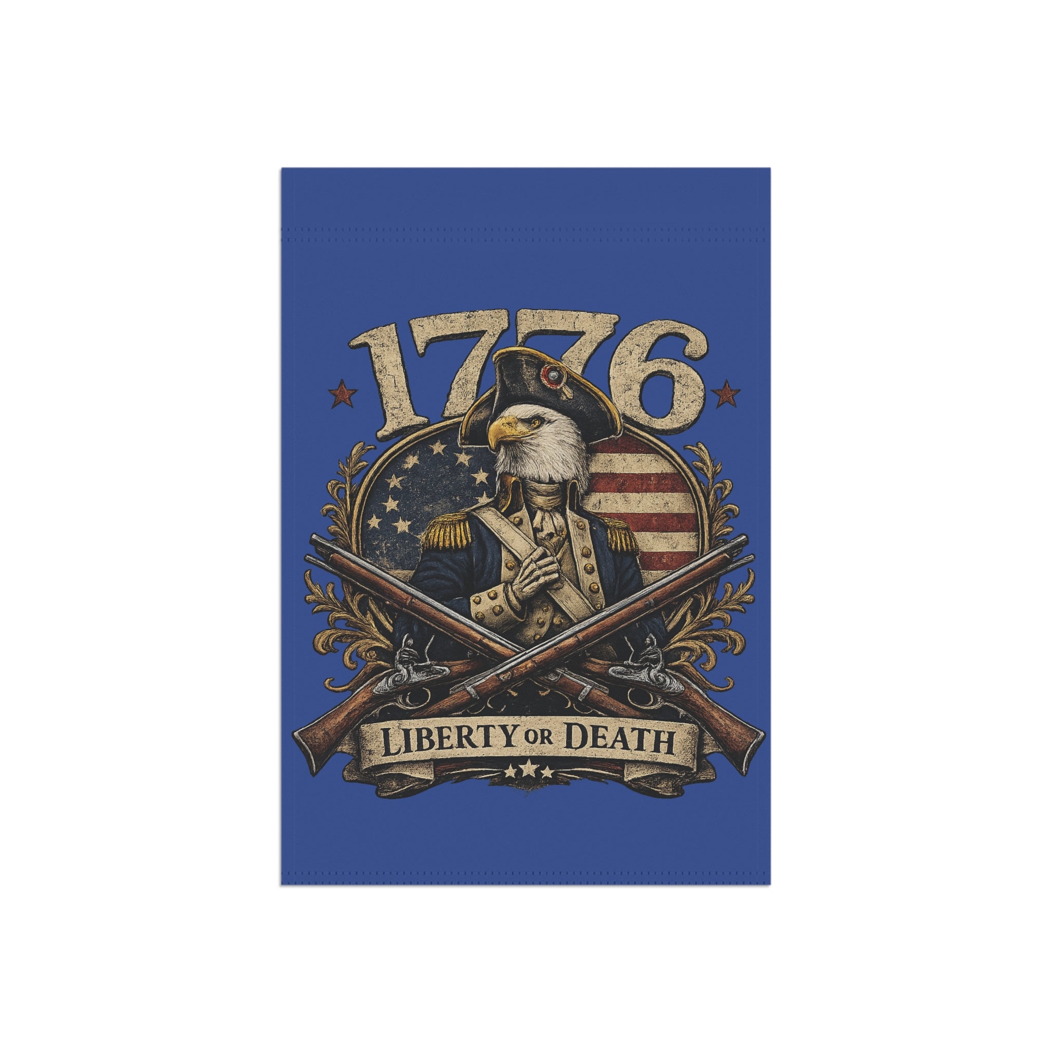 Eagle Blue 1776 Garden Flag – 'Liberty or Death' Eagle House Banner