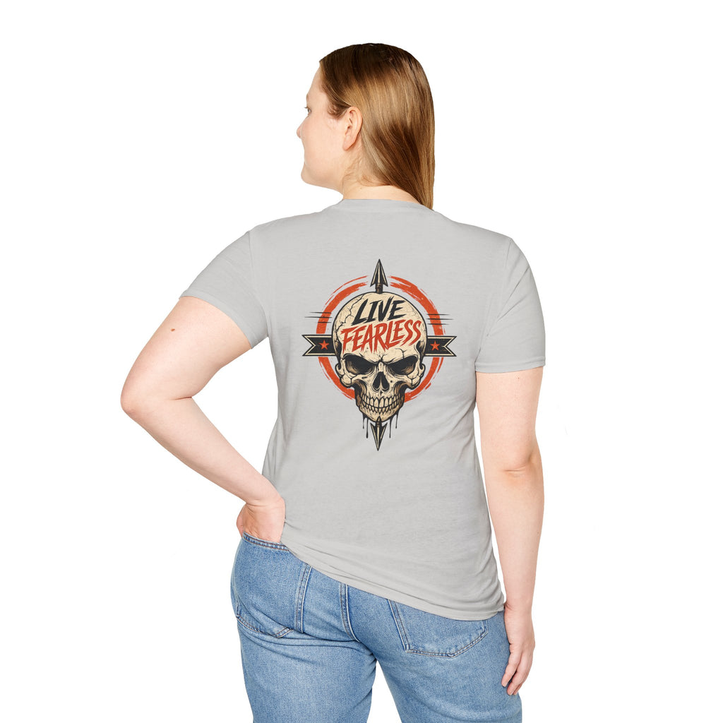 Live Fearless Skull Military T-Shirt (Front and Back) | Ironsight Syndicate