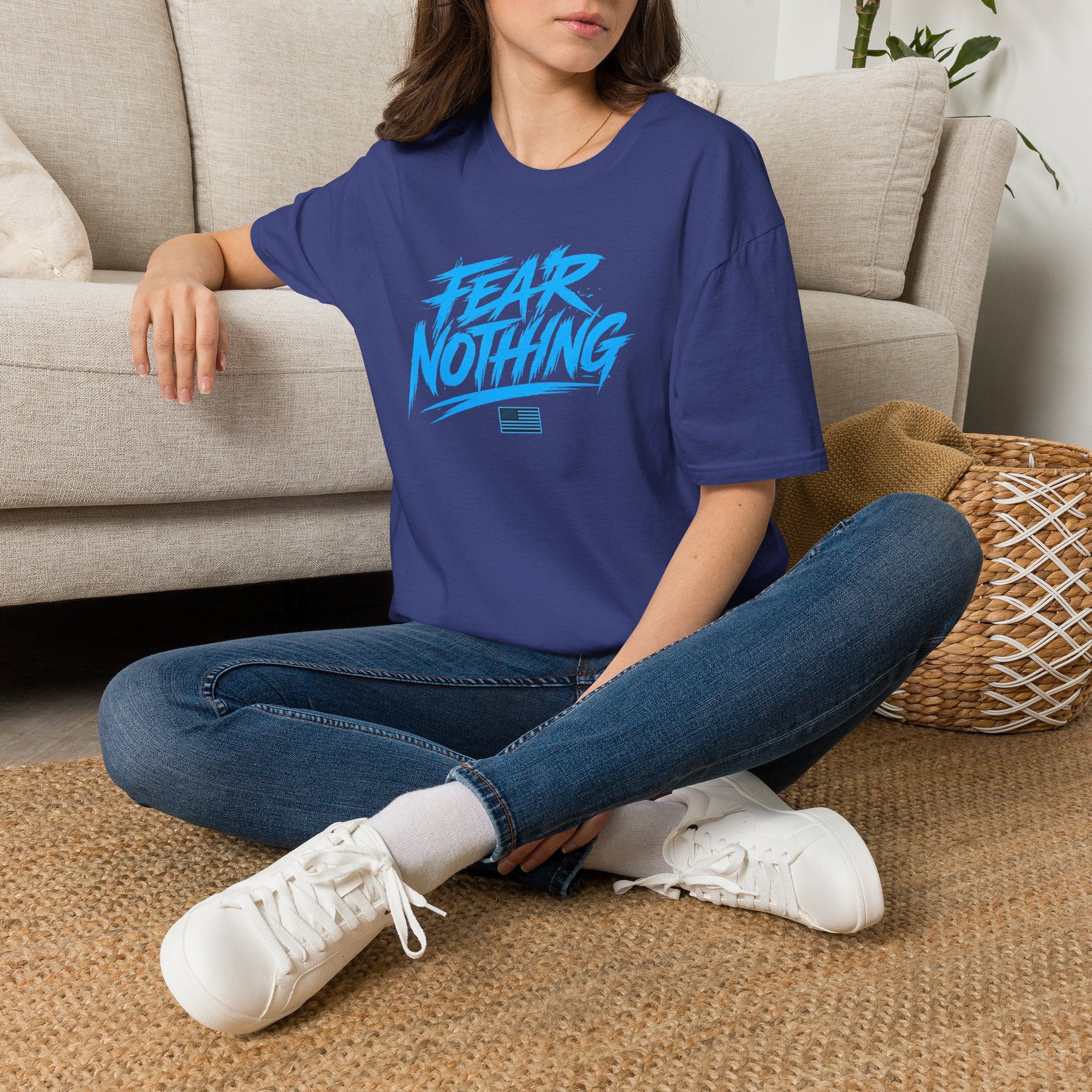 Fear Nothing/Live Fearless Blue – Premium Graphic T-Shirt | Ironsight Syndicate