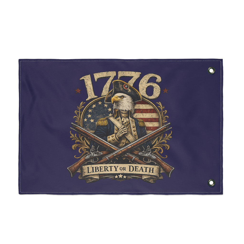 1776 Liberty or Death Bald Eagle American Flag | Patriotic Revolutionary War Banner for Veterans & Patriots