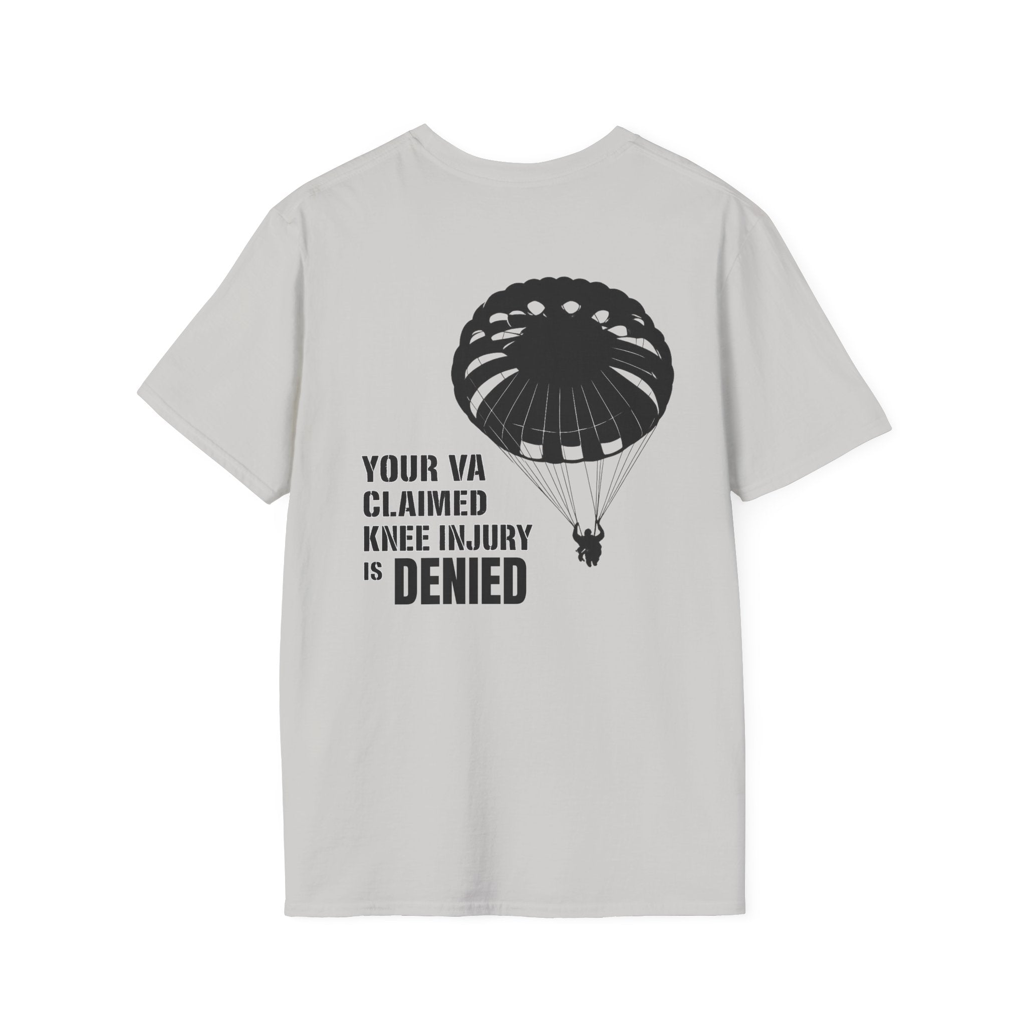 VA Knee Injury Claim Is Denied T-Shirt (Black Graphic) | Ironsight Syndicate