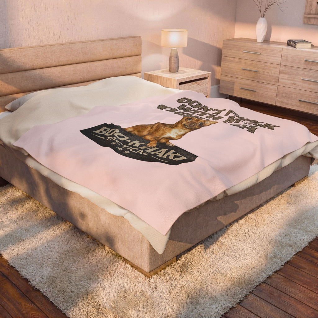 Velveteen Blanket – “Don't F#%k With My Chihuahua” Boo-Khaki Tactical Dog Throw