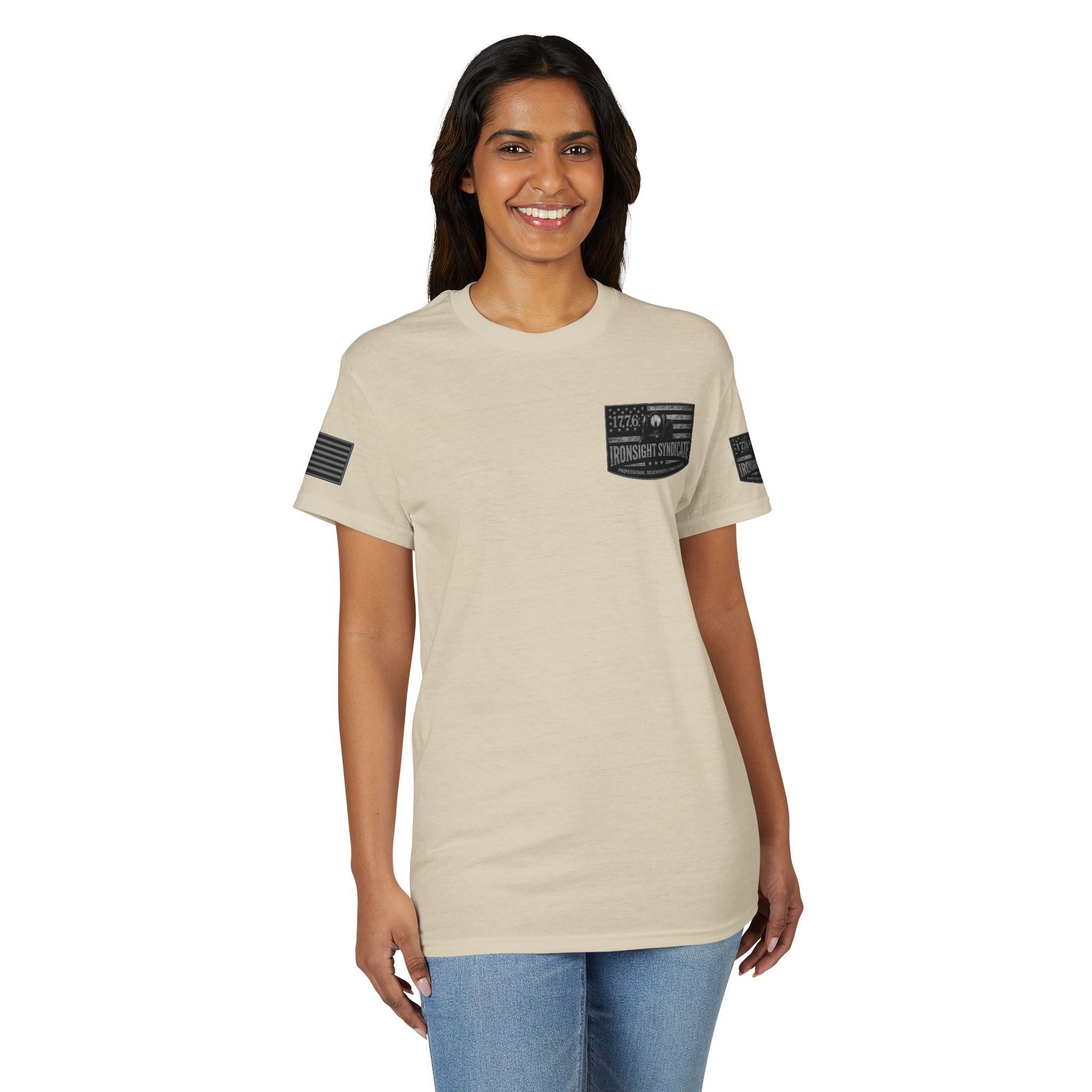Machine gun George Washington  T-Shirt | Patriotic Military Graphic Tee for Veterans & Patriots, Adult (13 and up), unisex