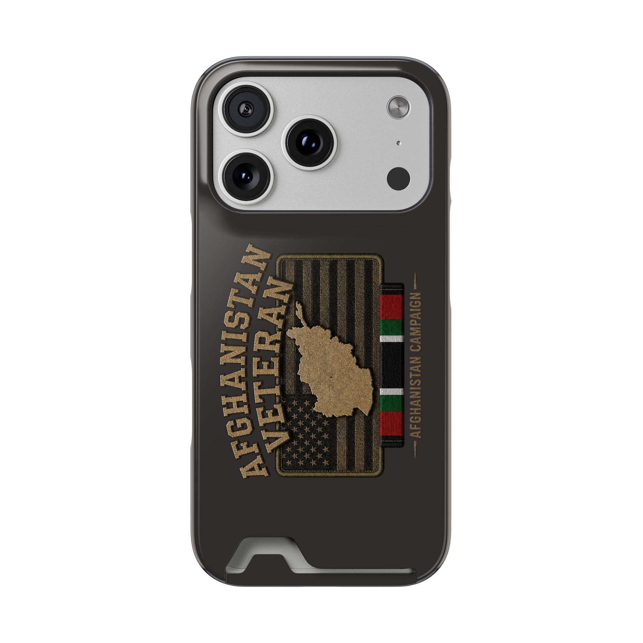 Afghanistan Veteran Phone Case with Card Holder — Military Tribute Wallet Case - iPhone 17 Pro (Glossy) | Ironsight Syndicate