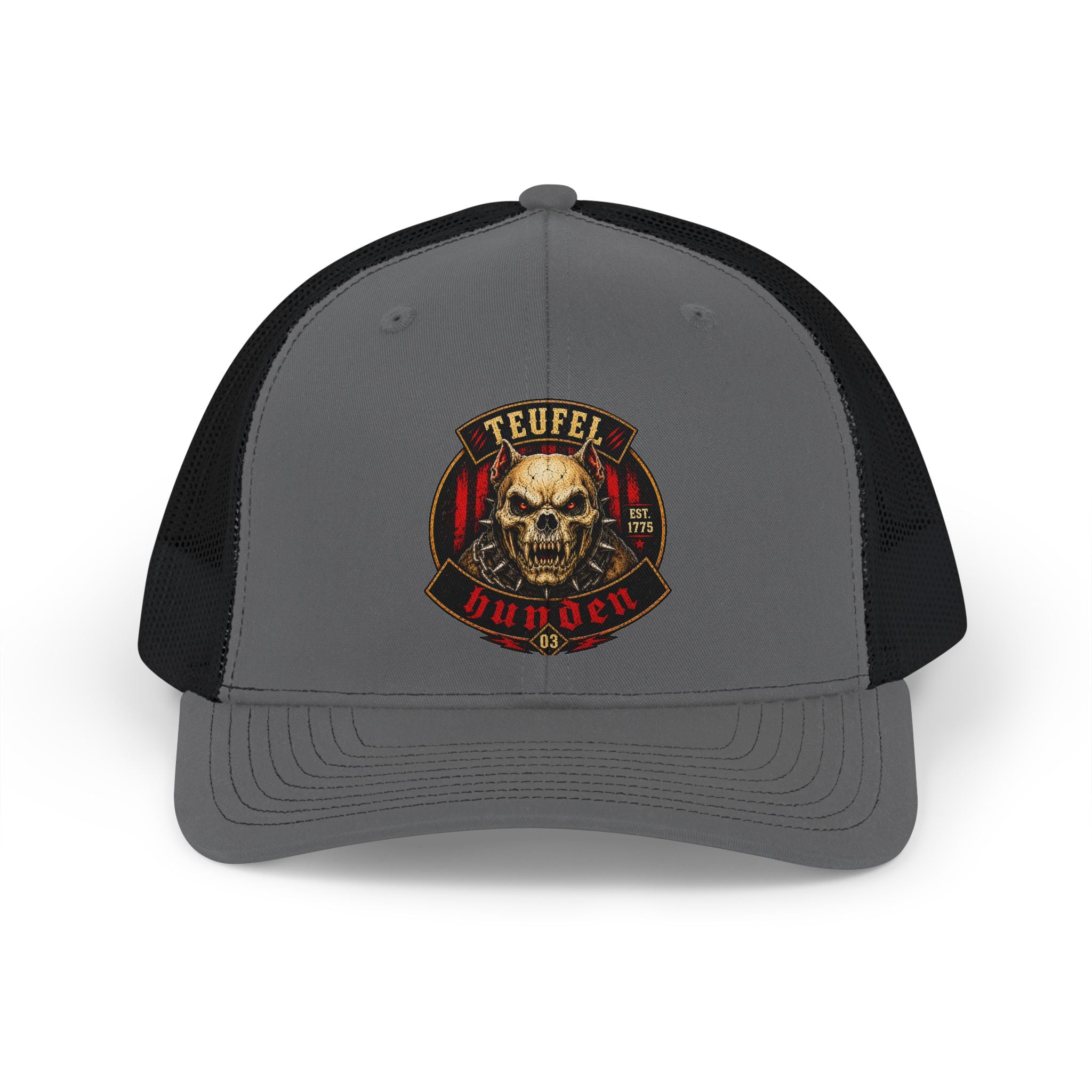 Teufel Hunden Dog Skull Trucker Cap - Vintage Military Snapback