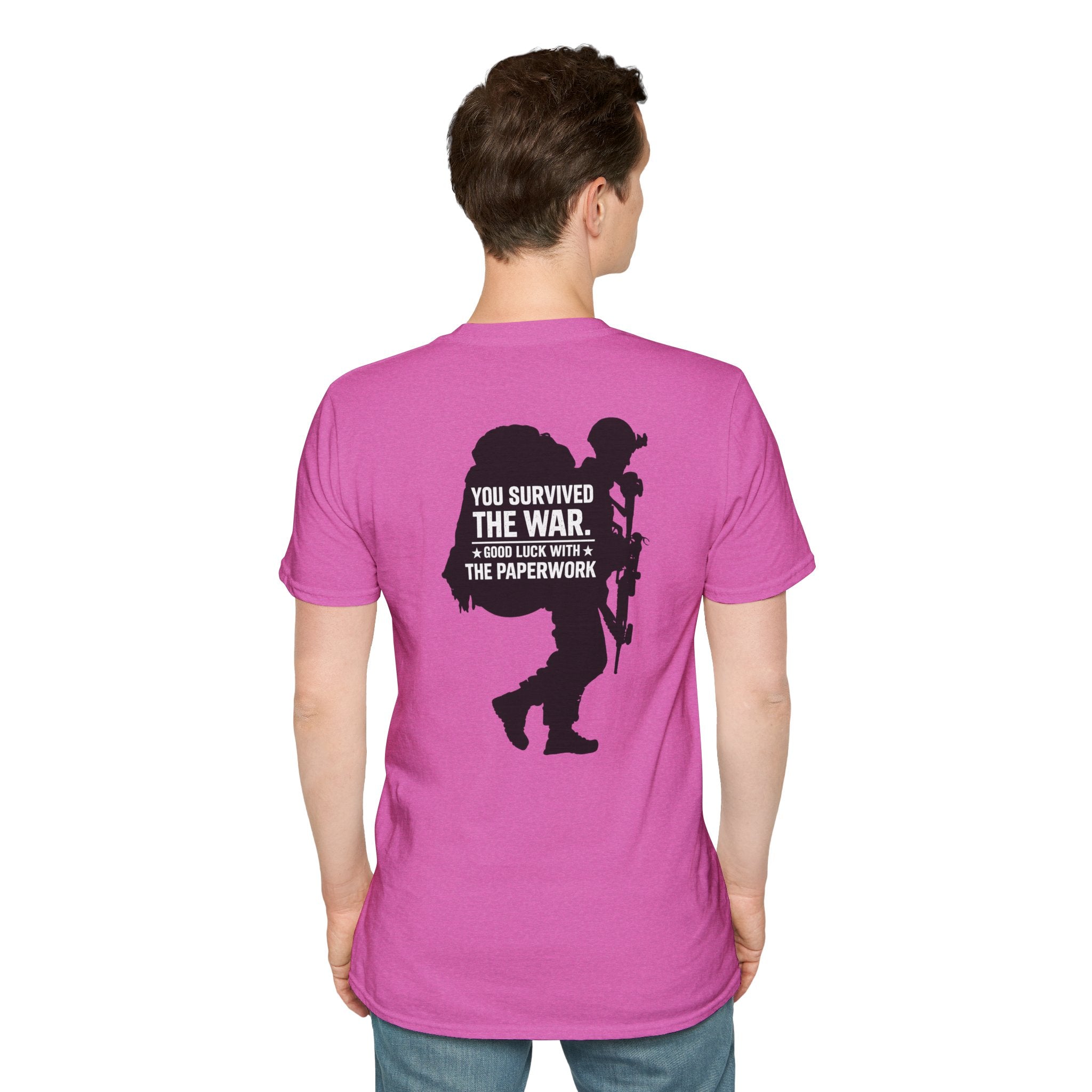 You Survived the War, Good Luck with the Paperwork T-Shirt (Black Graphic)