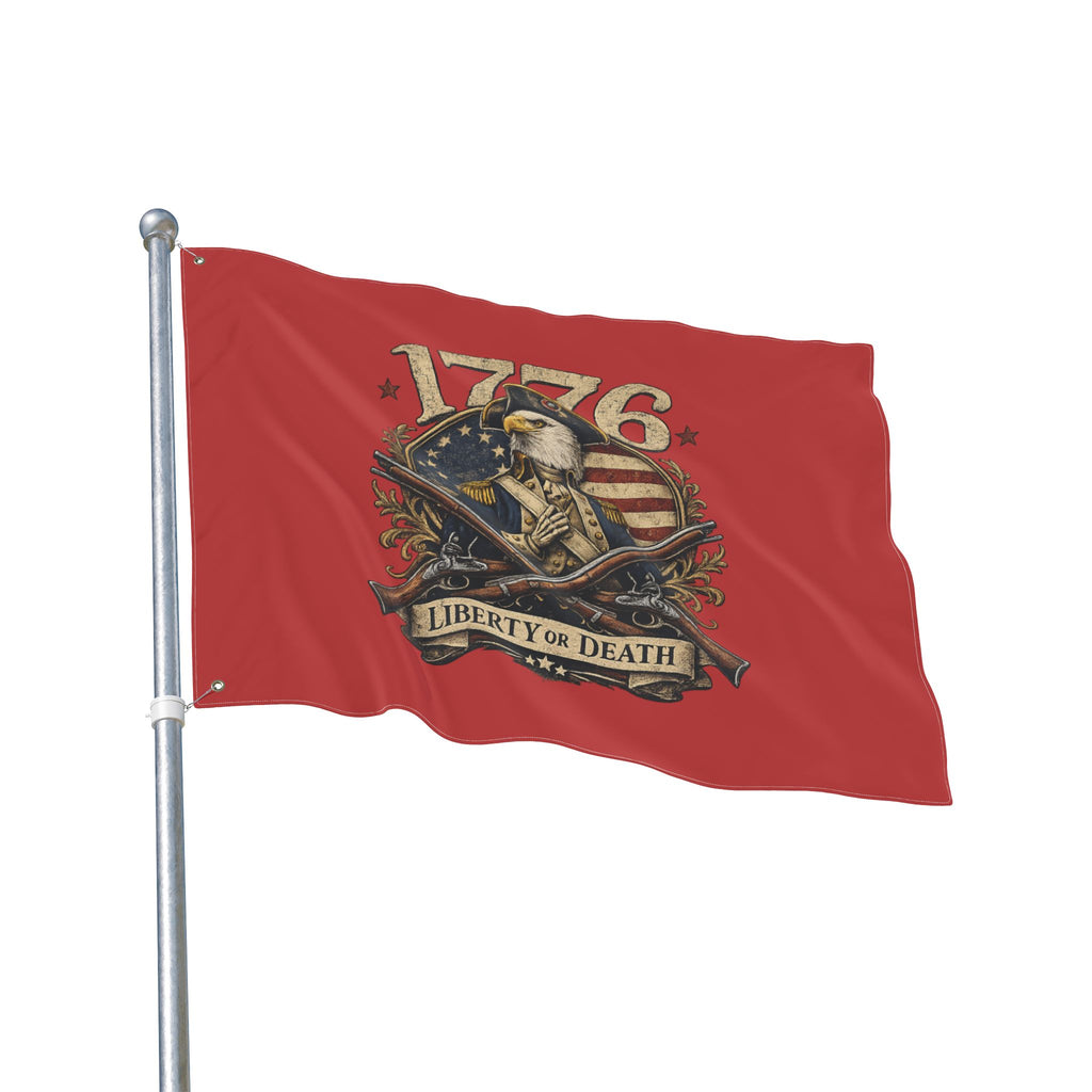 Red 1776 Liberty or Death Bald Eagle American Flag | Patriotic Revolutionary War Banner for Veterans & Patriots