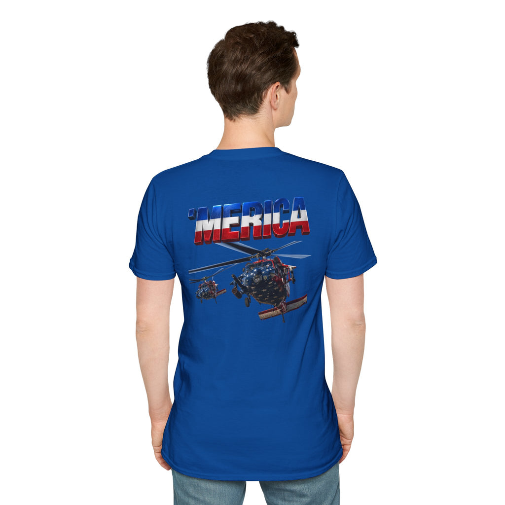 MH-60 Liberty Hawk! Patriotic Ironsight Syndicate T-Shirt | Patriotic Military Graphic Tee for Veterans & Patriots, Adult (13 and up), unisex