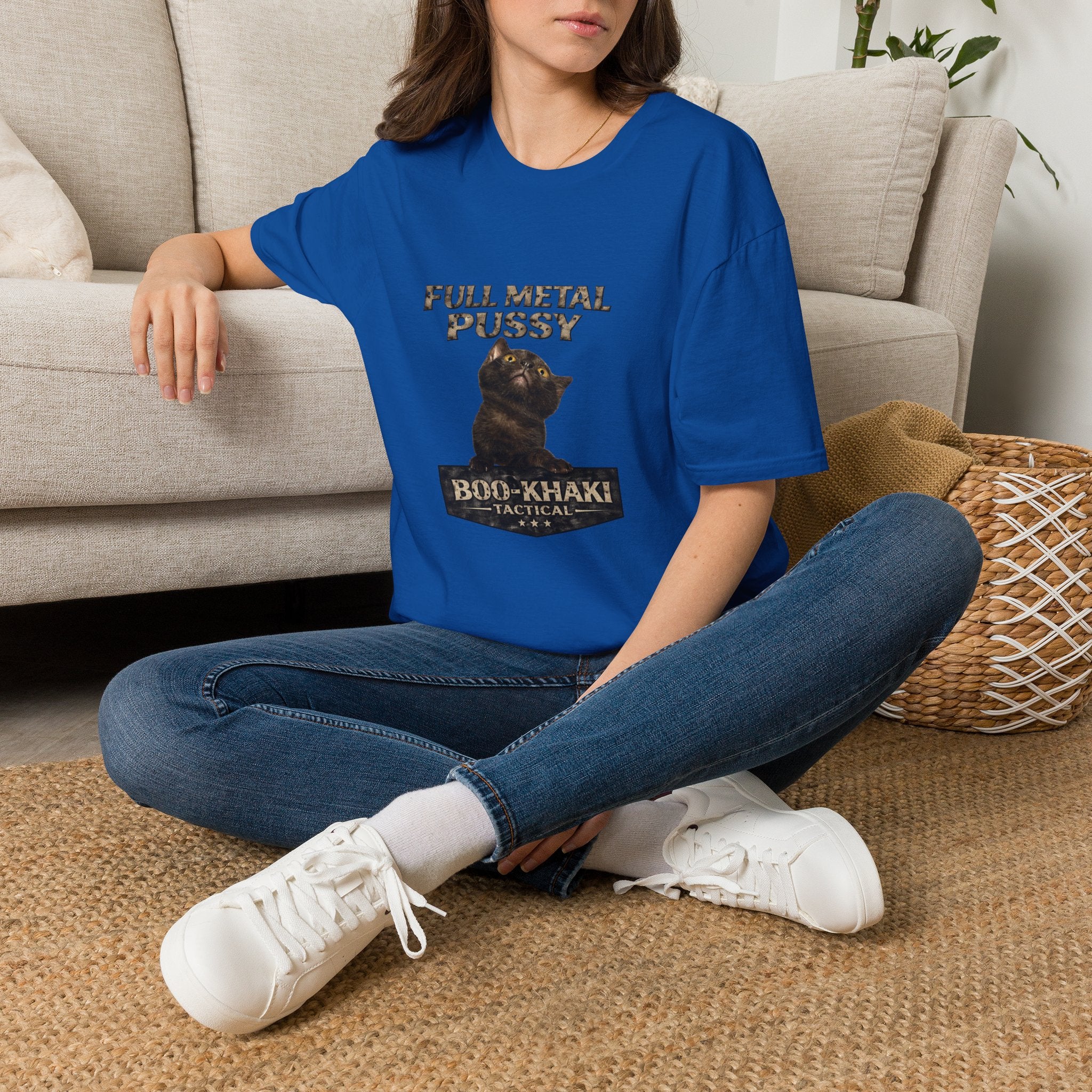 Full Metal Cat T-Shirt - Boo-Khaki Tactical Graphic Tee - Royal / S | Ironsight Syndicate