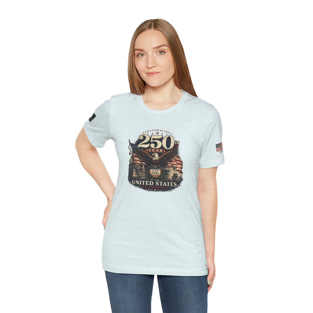 America 250th Anniversary T-Shirt | Patriotic Eagle & American Flag Shirt | 1776-2026 United States Tee front and back