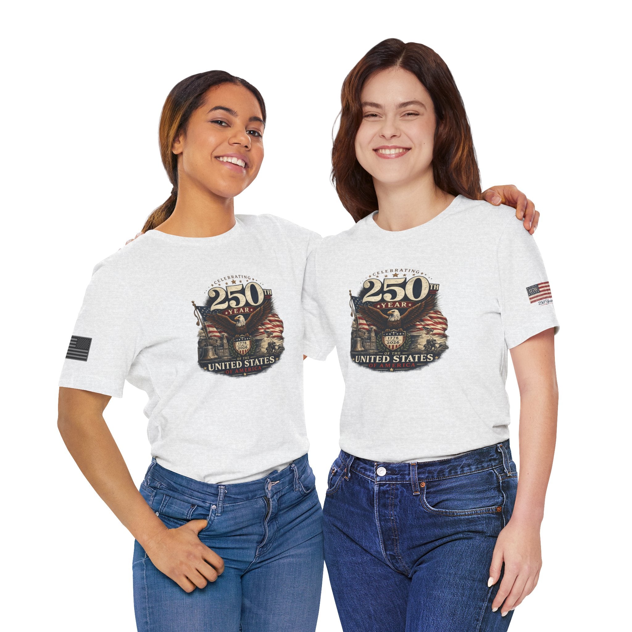 America 250th Anniversary T-Shirt | Patriotic Eagle & American Flag Shirt | 1776-2026 United States Tee front and back