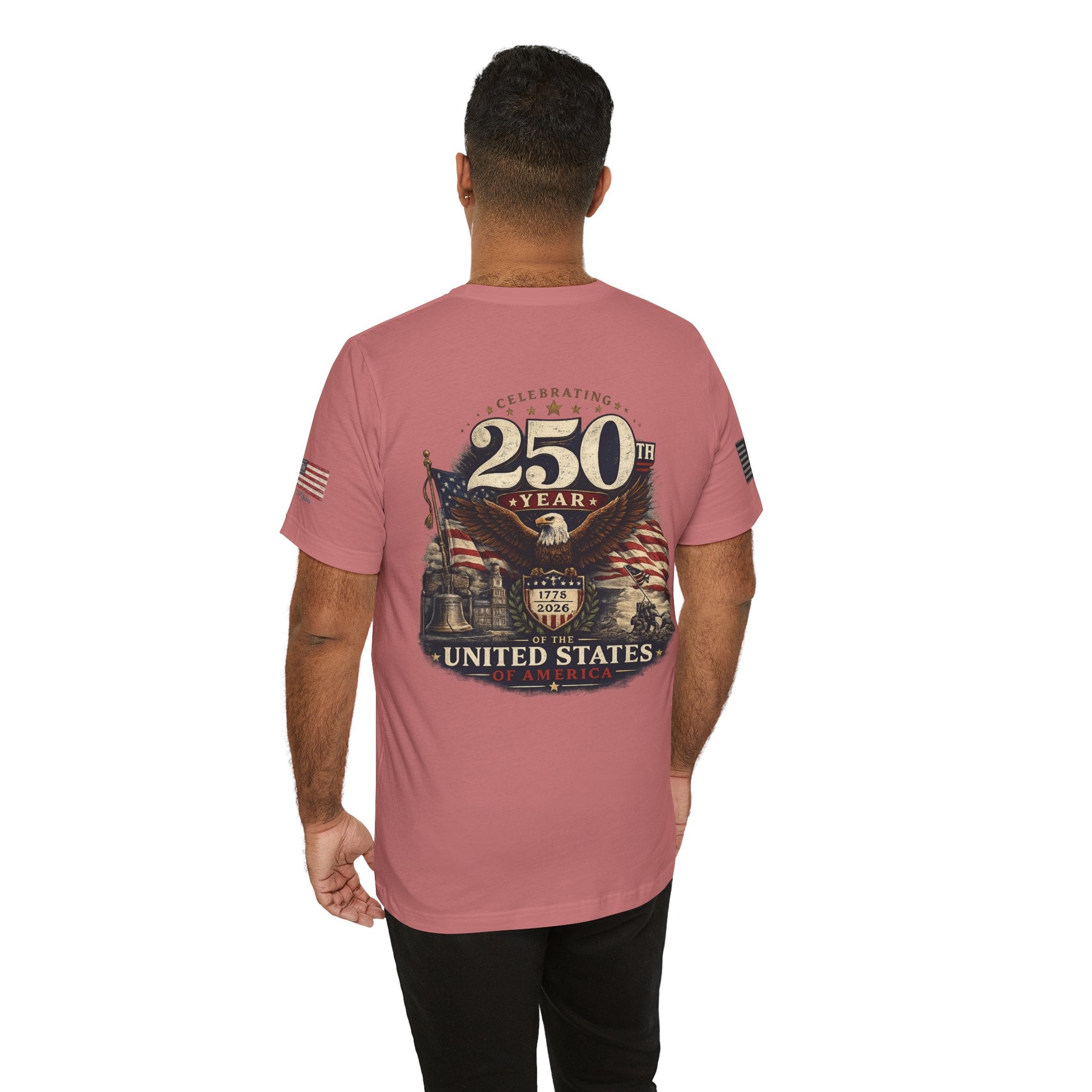 America 250th Anniversary T-Shirt | Patriotic Eagle & American Flag Shirt | 1776-2026 United States Tee front and back