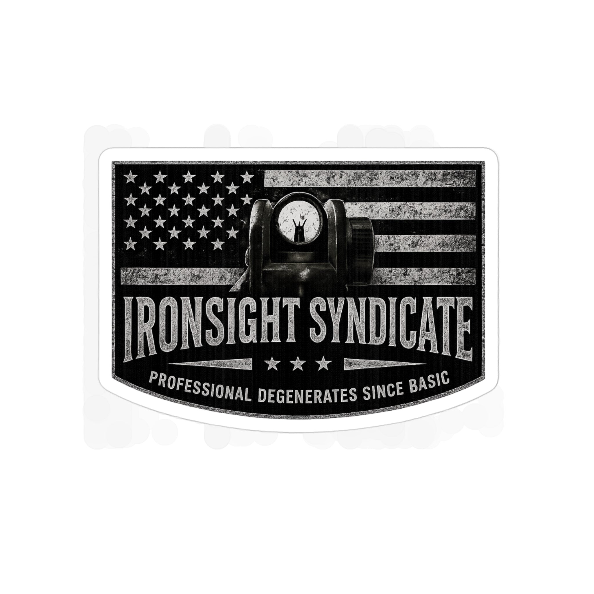 IronSightSyndicate — Die-Cut Transparent Outdoor American Flag Sticker