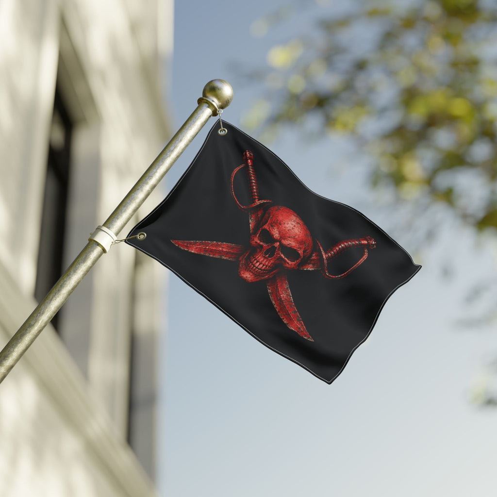 Blood Red Jolly Rogers- Double-Sided Pirate Emblem Banner