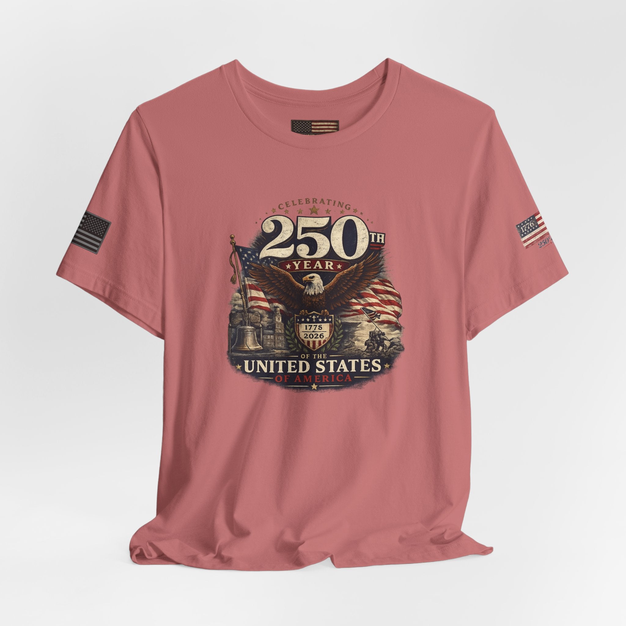 America 250th Anniversary T-Shirt | Patriotic Eagle & American Flag Shirt | 1776-2026 United States Tee front and back