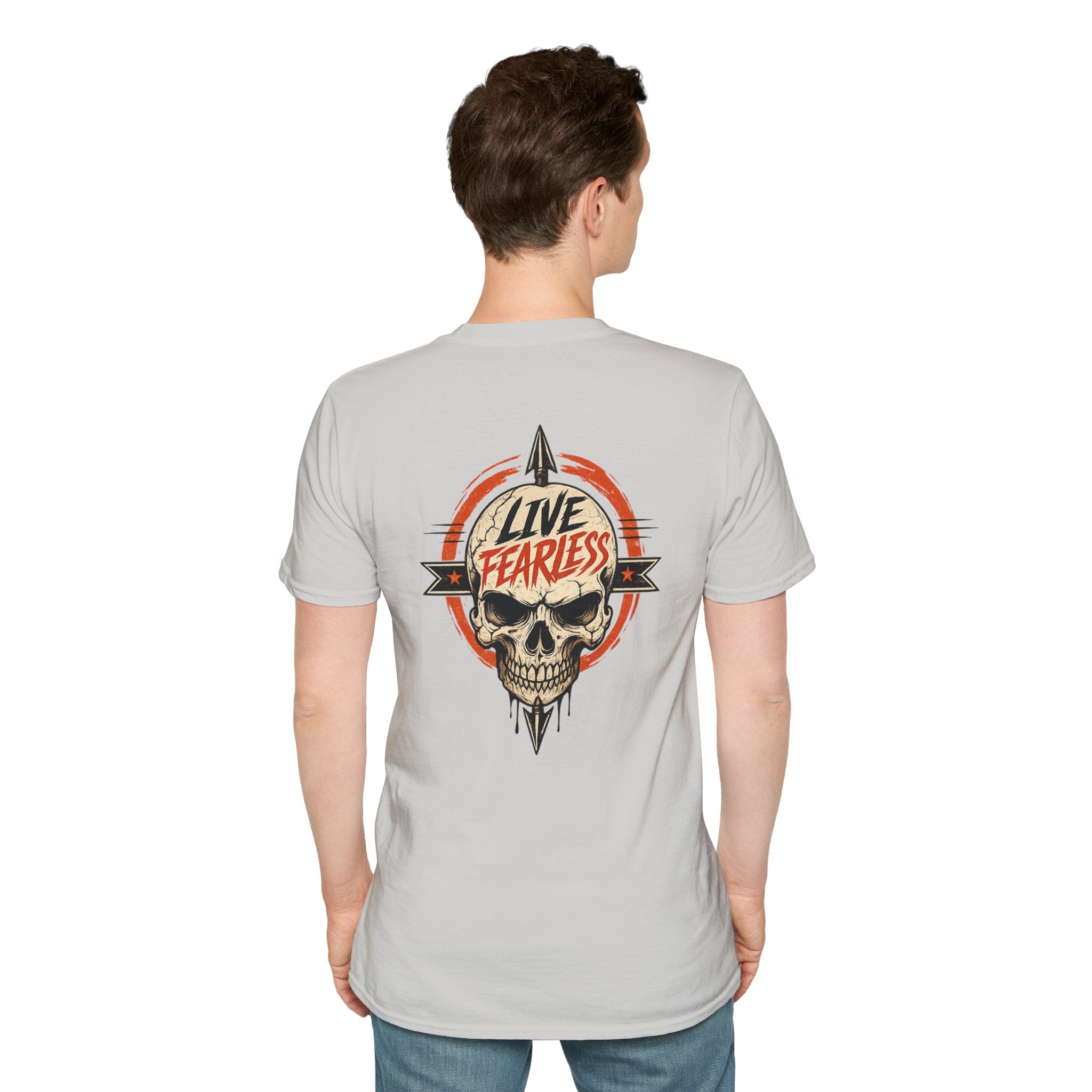 Live Fearless Skull Military T-Shirt (Front and Back) | Ironsight Syndicate