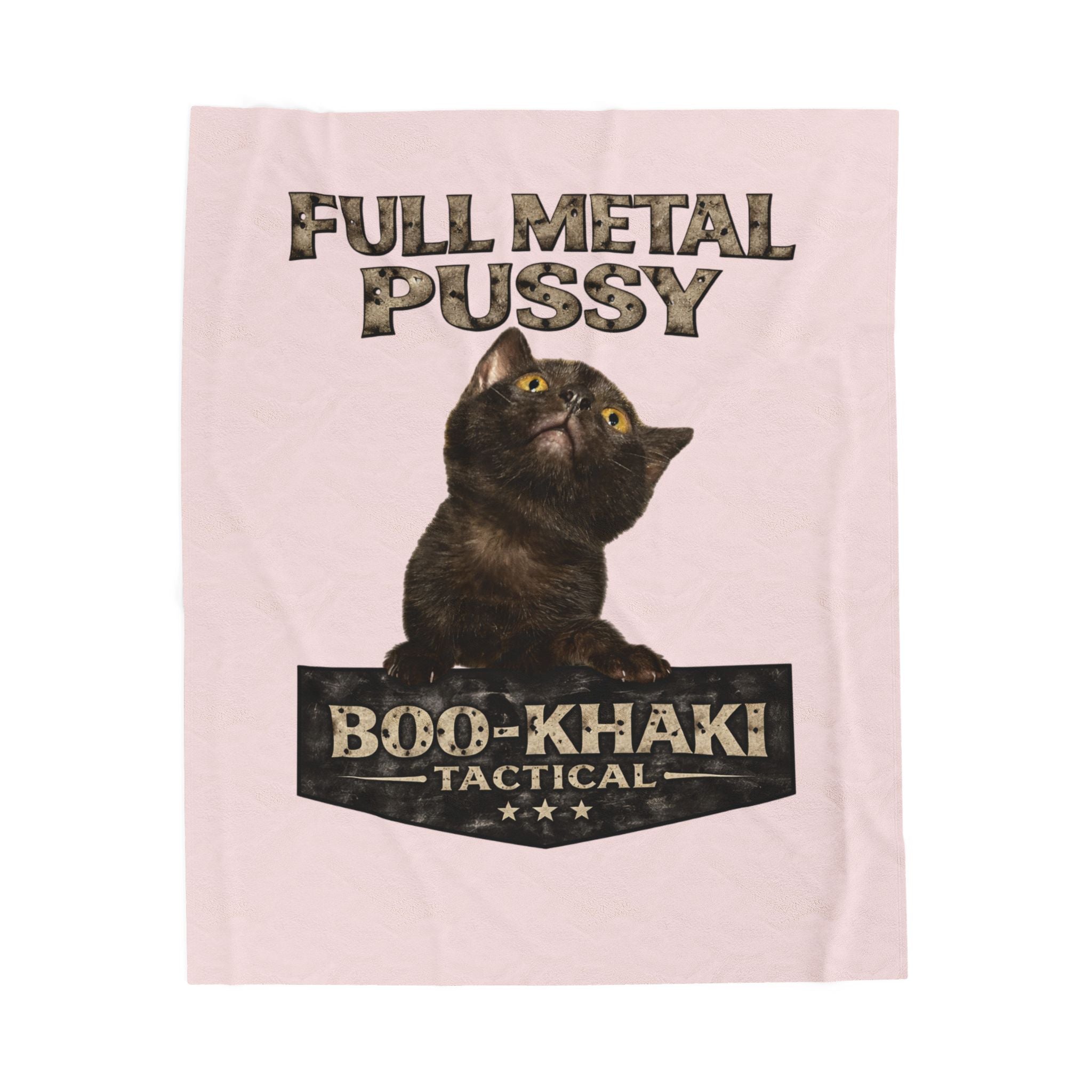 Velveteen Blanket Full Metal Pussy (Cat) Boo-Khaki Tactical Dog Throw - 50 60 / Multicolor | Ironsight Syndicate