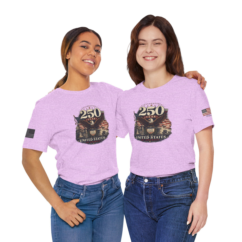America 250th Anniversary T-Shirt | Patriotic Eagle & American Flag Shirt | 1776-2026 United States Tee front and back