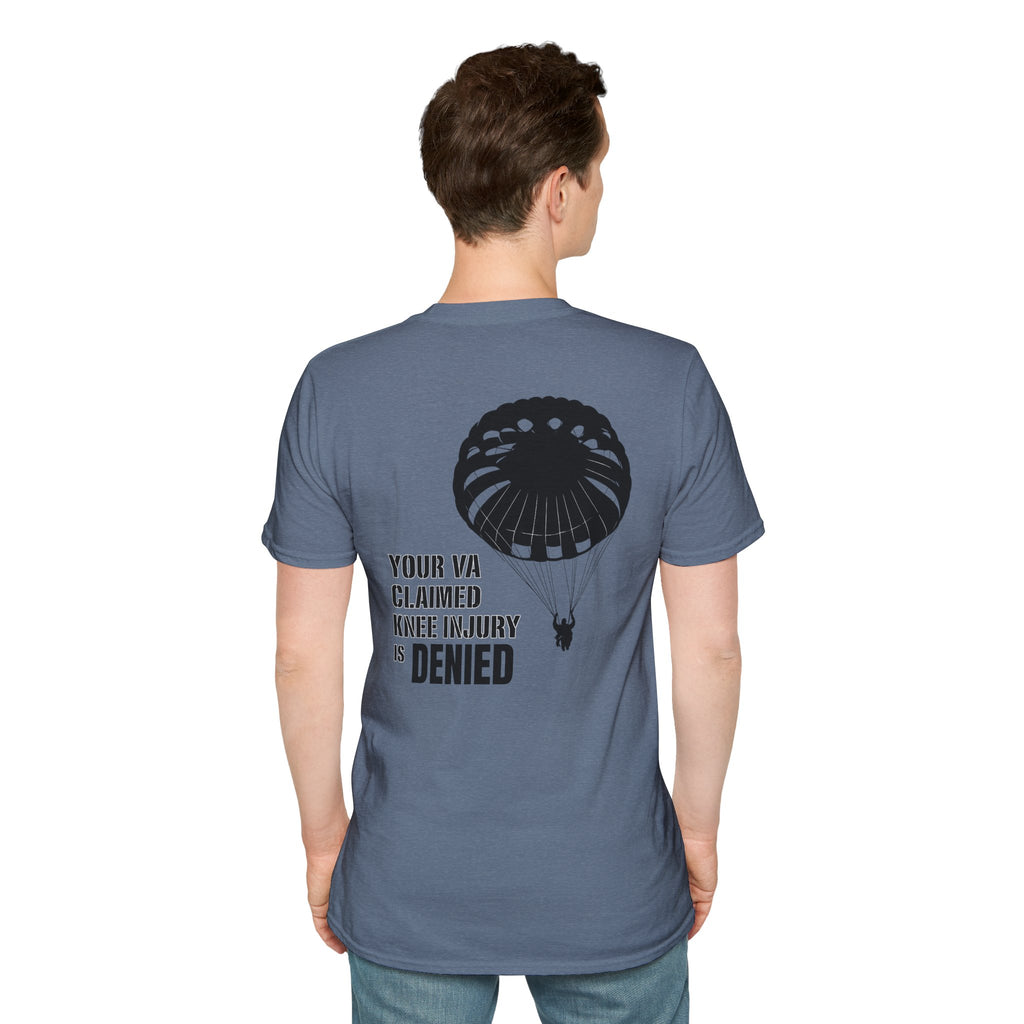 VA Knee Injury Claim Is Denied T-Shirt (Black Graphic) | Ironsight Syndicate
