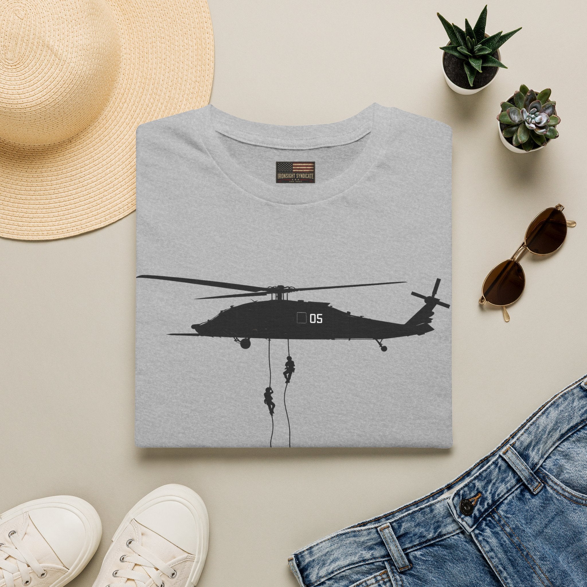 Fast Rope T-Shirt — Military Silhouette Tee — Veteran Apparel — Ironsight Syndicate